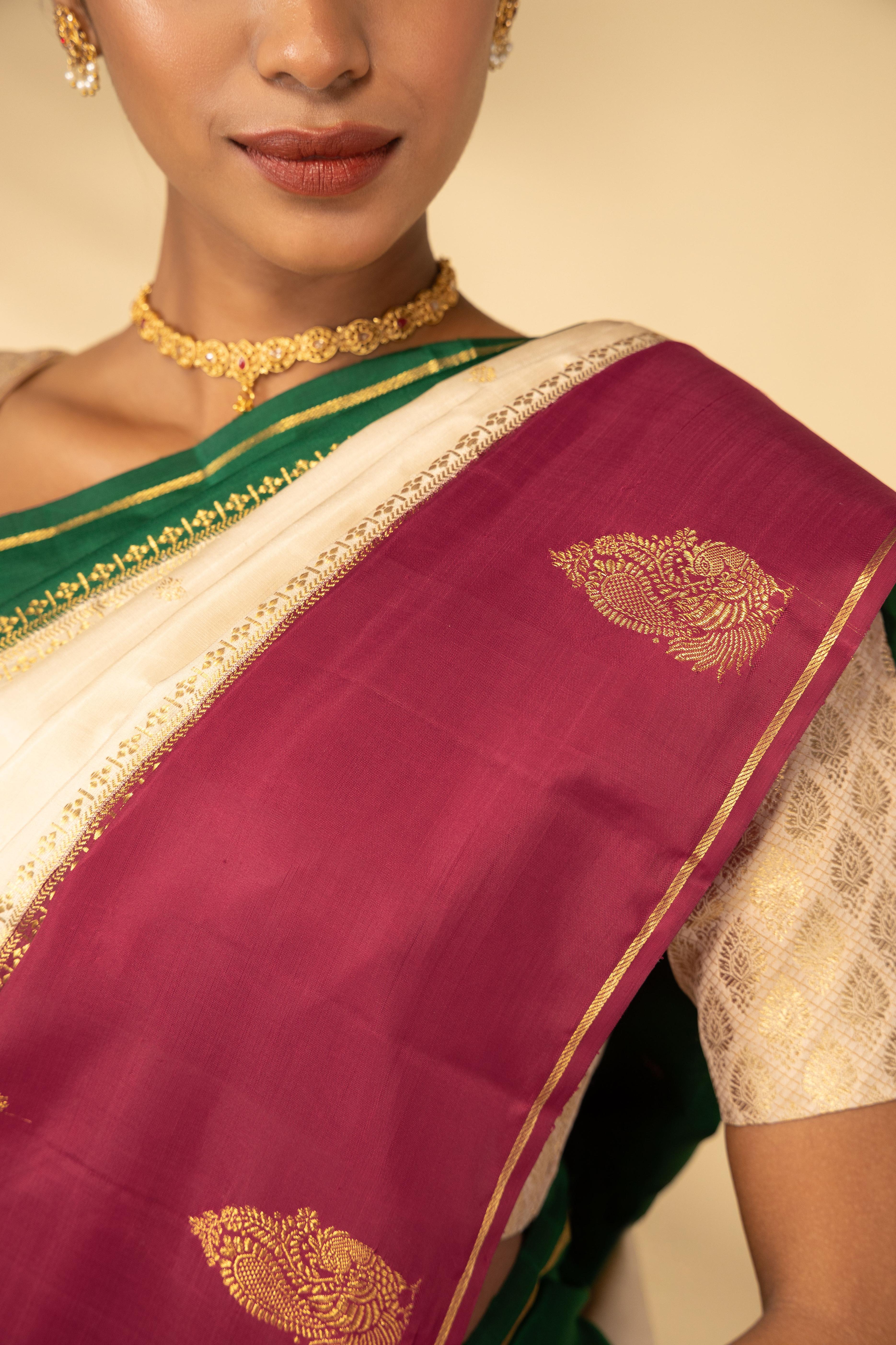 Bhagyamayil-Muppagam Kanchipuram Silk Saree - Image 5