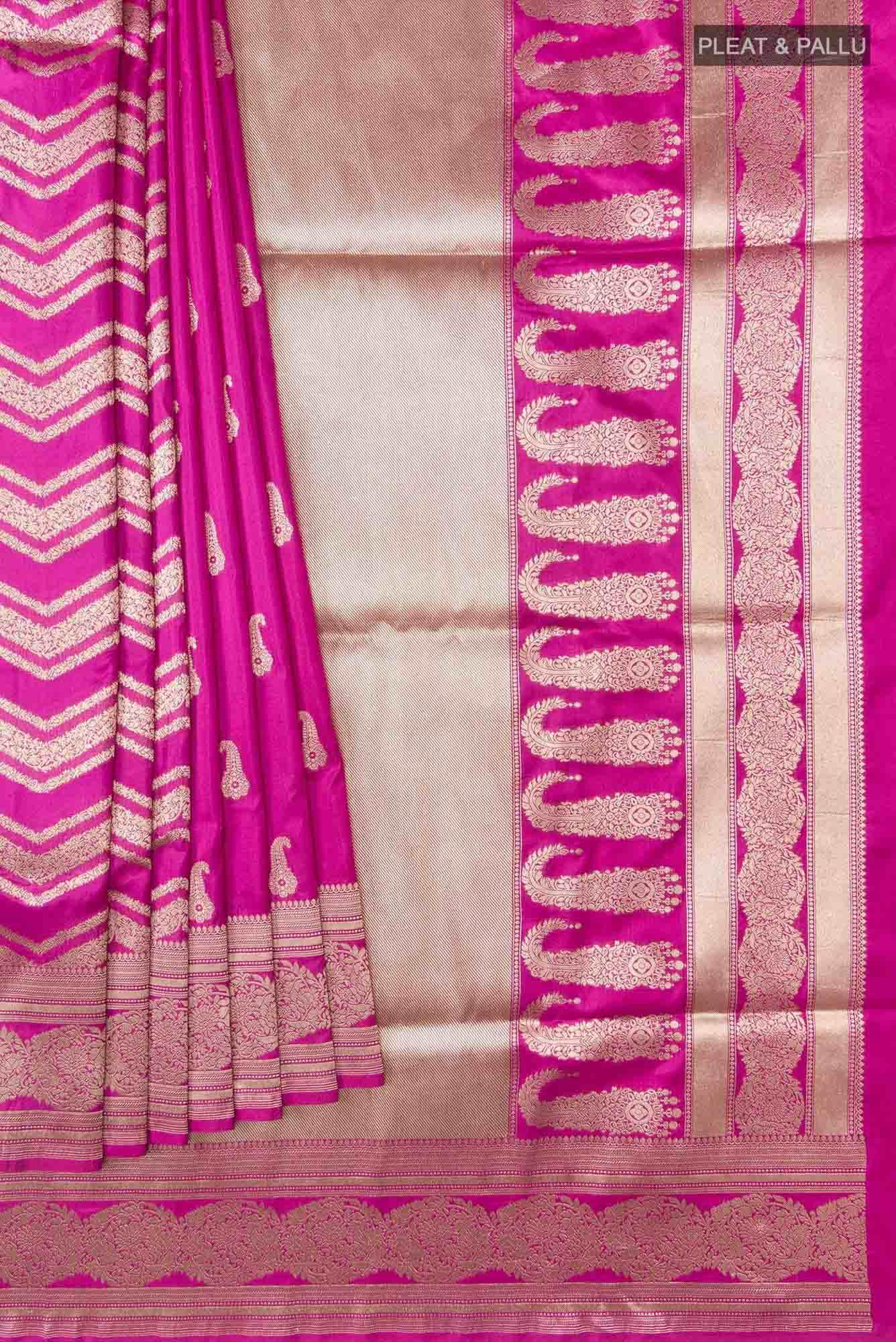 Bhagyavati-Magenta Banarasi Silk Saree - Image 4