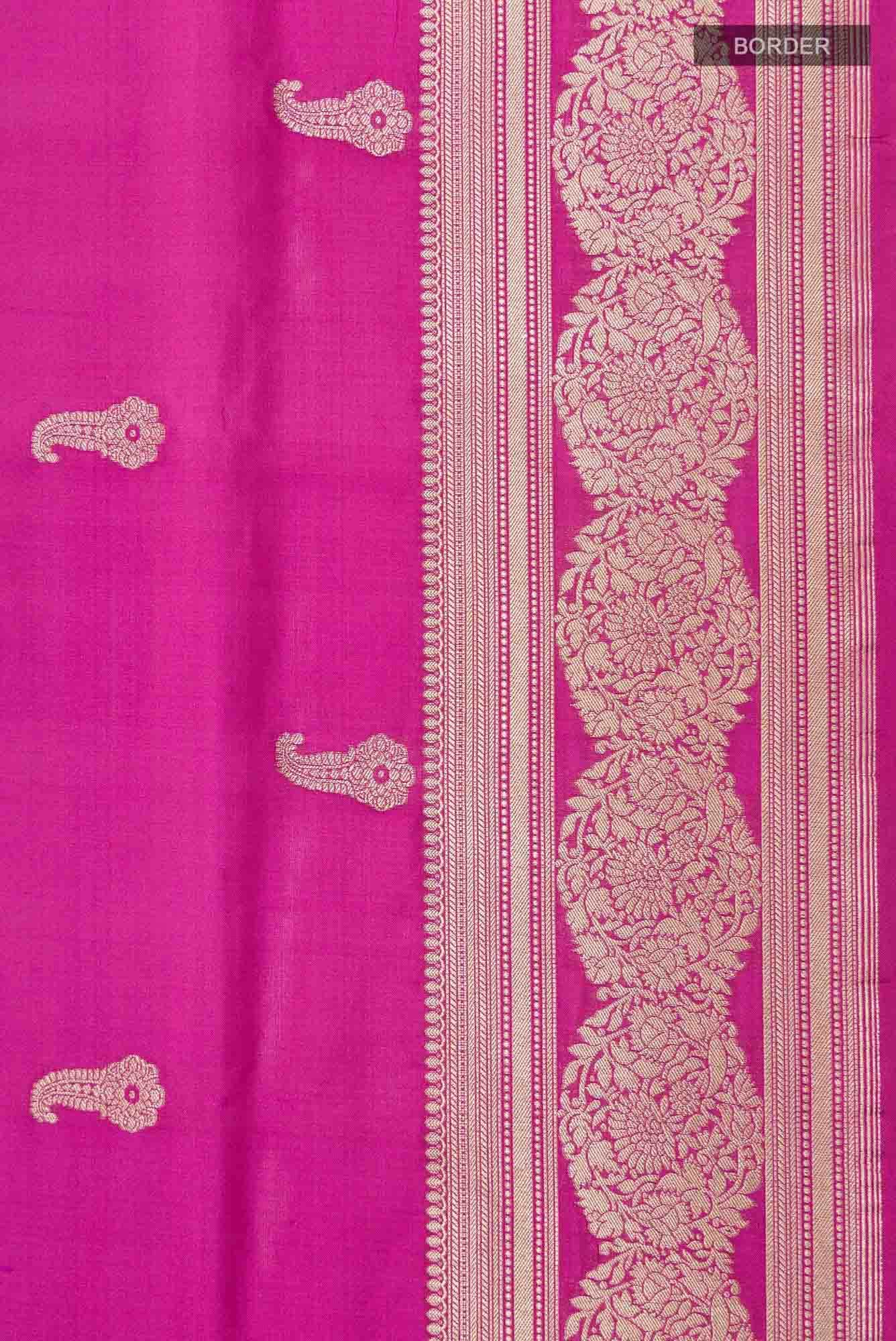 Bhagyavati-Magenta Banarasi Silk Saree - Image 7