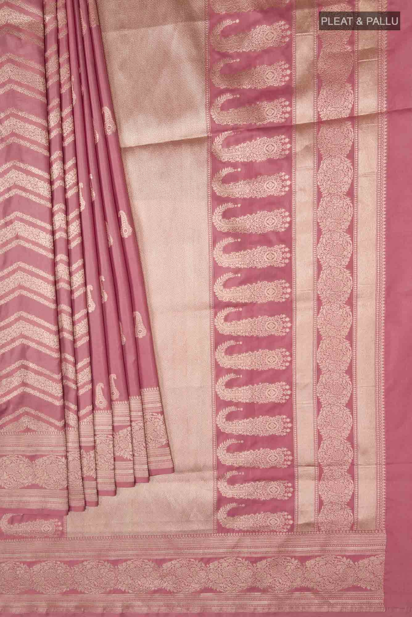Bhagyavati-Peach Banarasi Silk Saree - Image 3