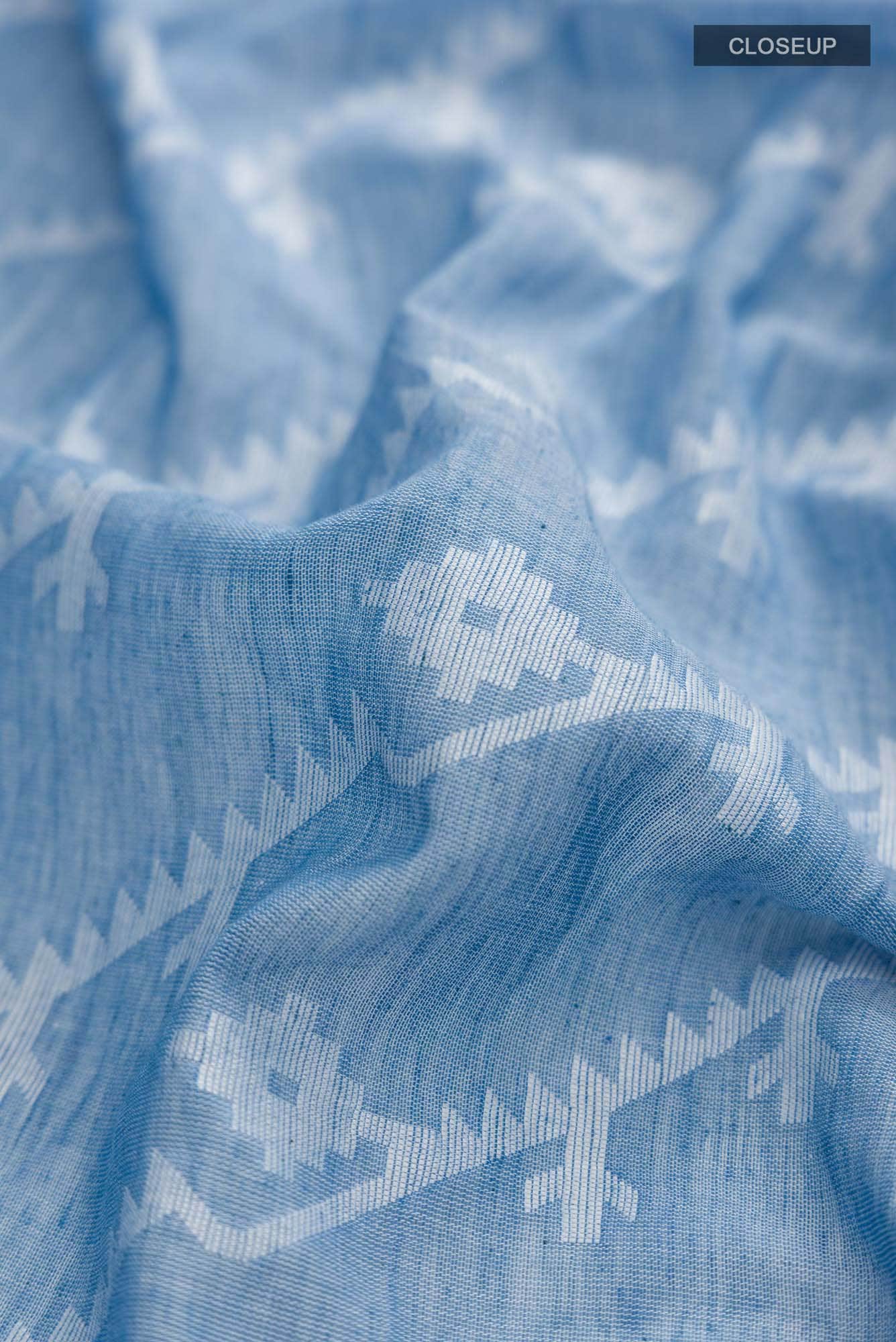 Bimala-Dusty Blue Bengal Cotton Saree - Image 3