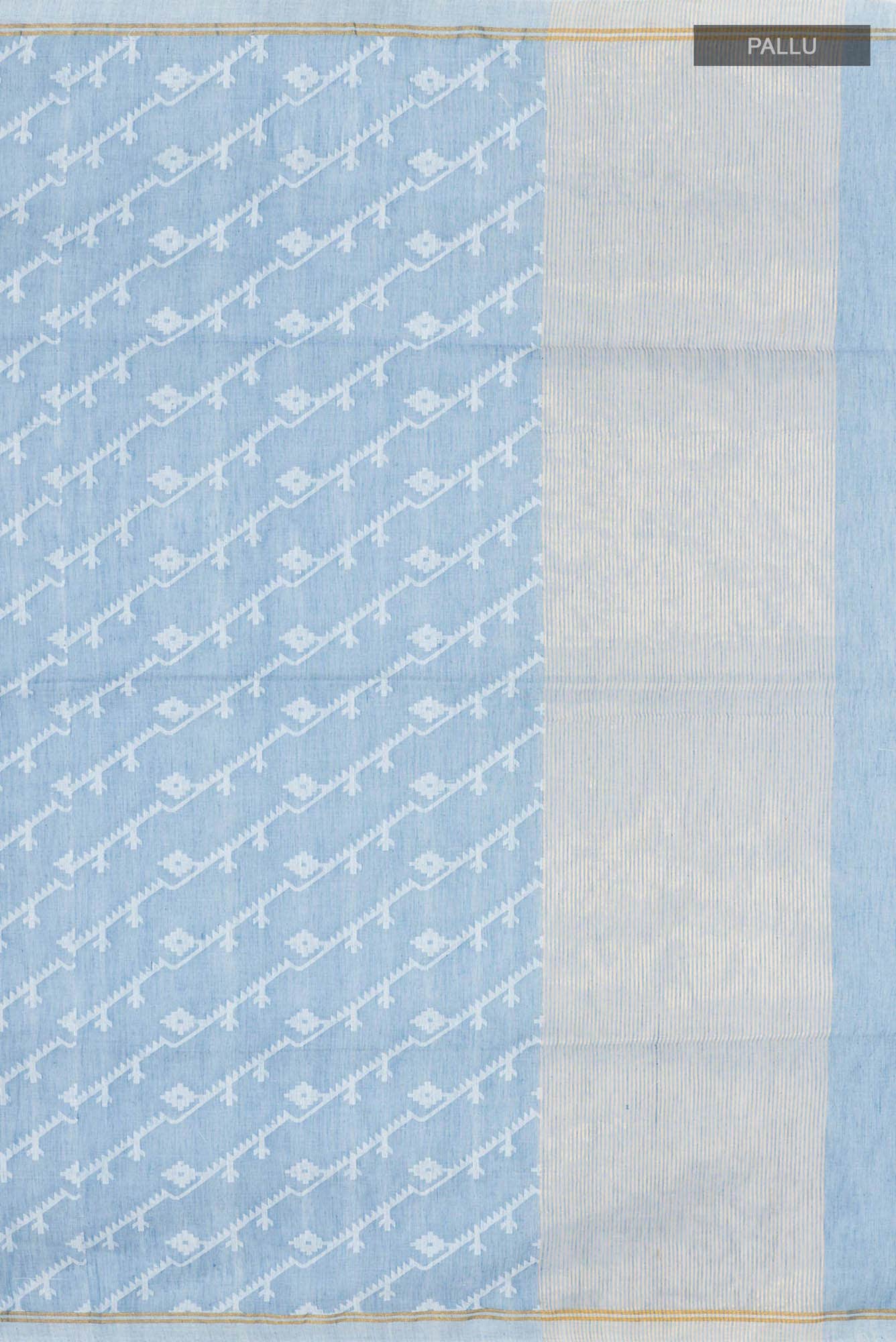 Bimala-Dusty Blue Bengal Cotton Saree - Image 5