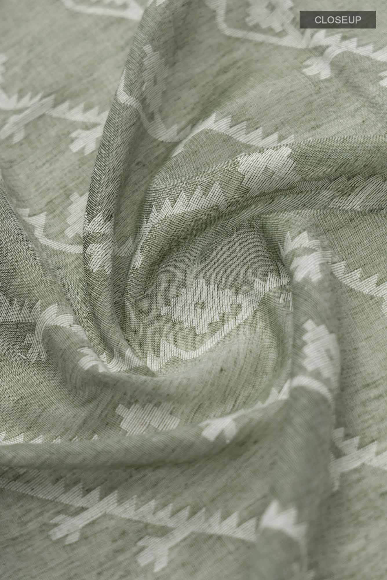 Bimala-Green Bengal Cotton Saree - Image 3