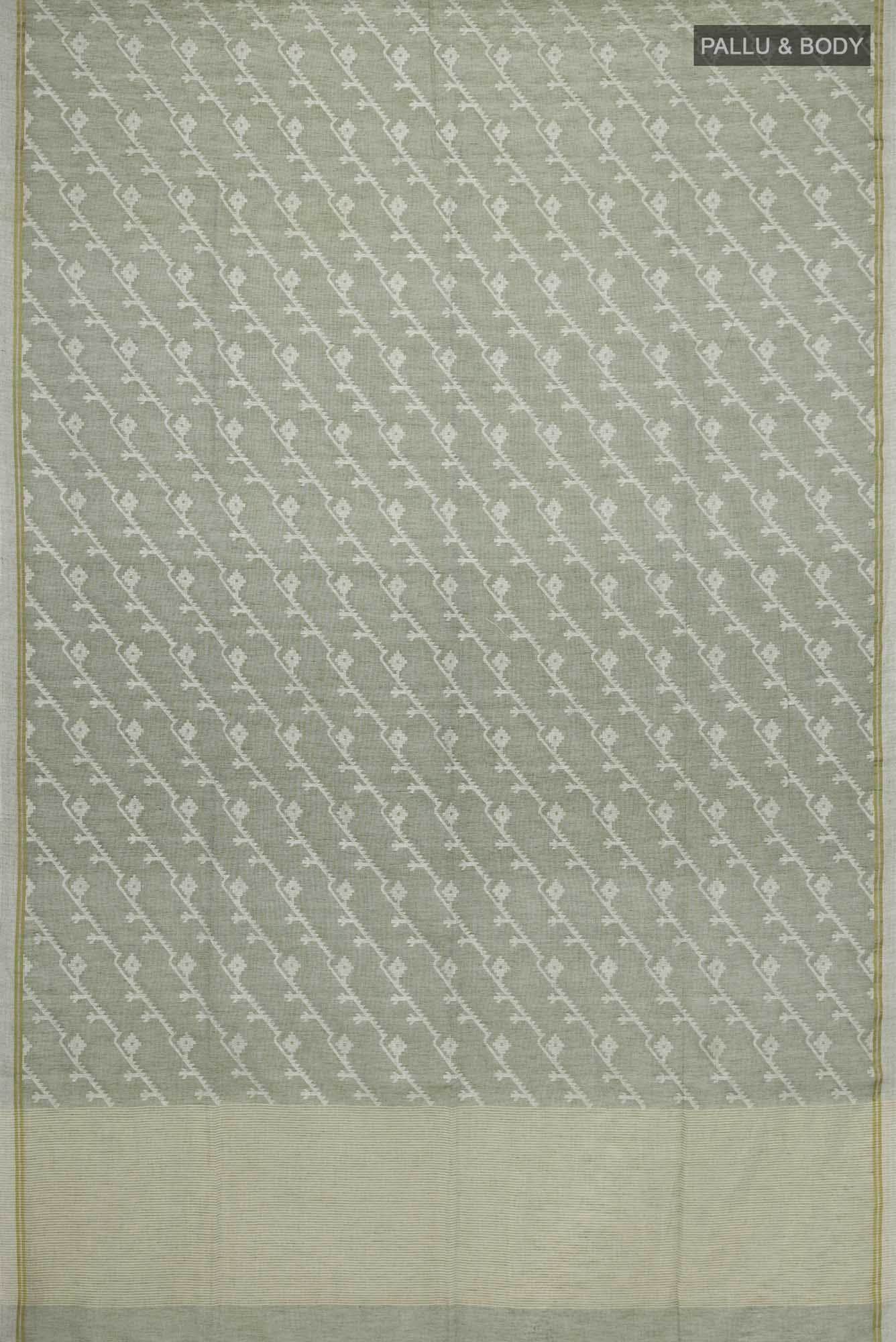 Bimala-Green Bengal Cotton Saree - Image 4