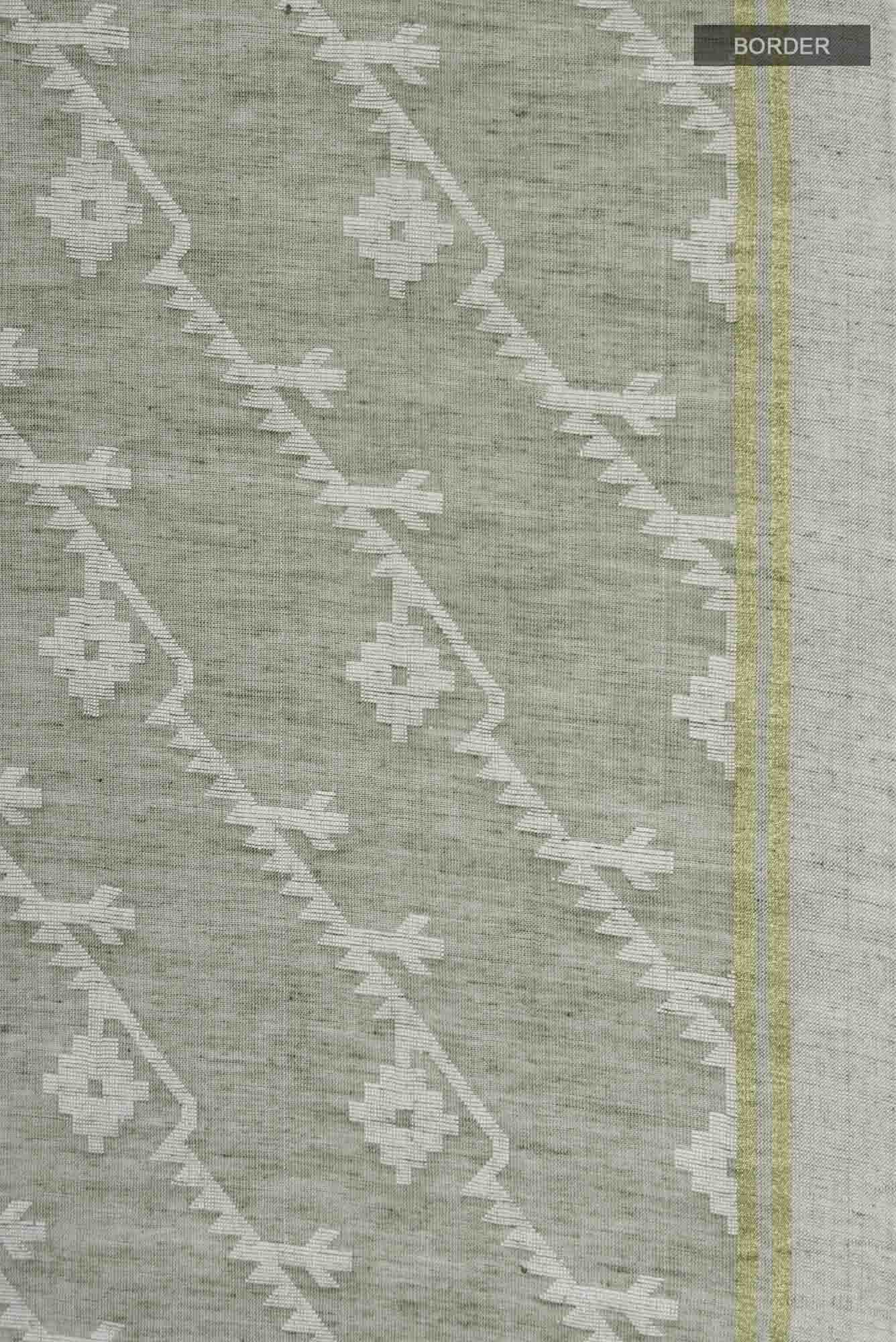 Bimala-Green Bengal Cotton Saree - Image 5