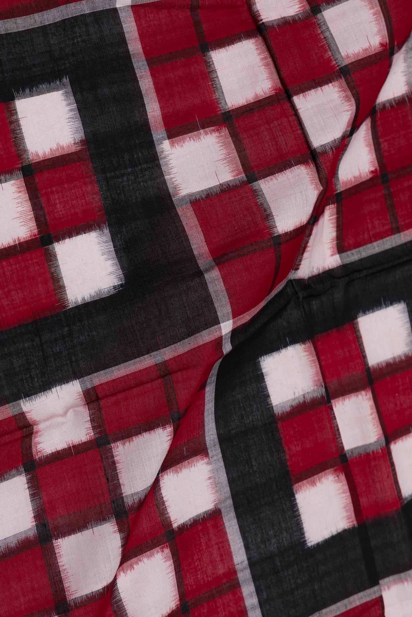 Black and Maroon Color Double Ikat Saree - Image 2