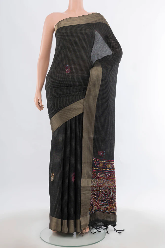 Black Blended Art Silk Saree