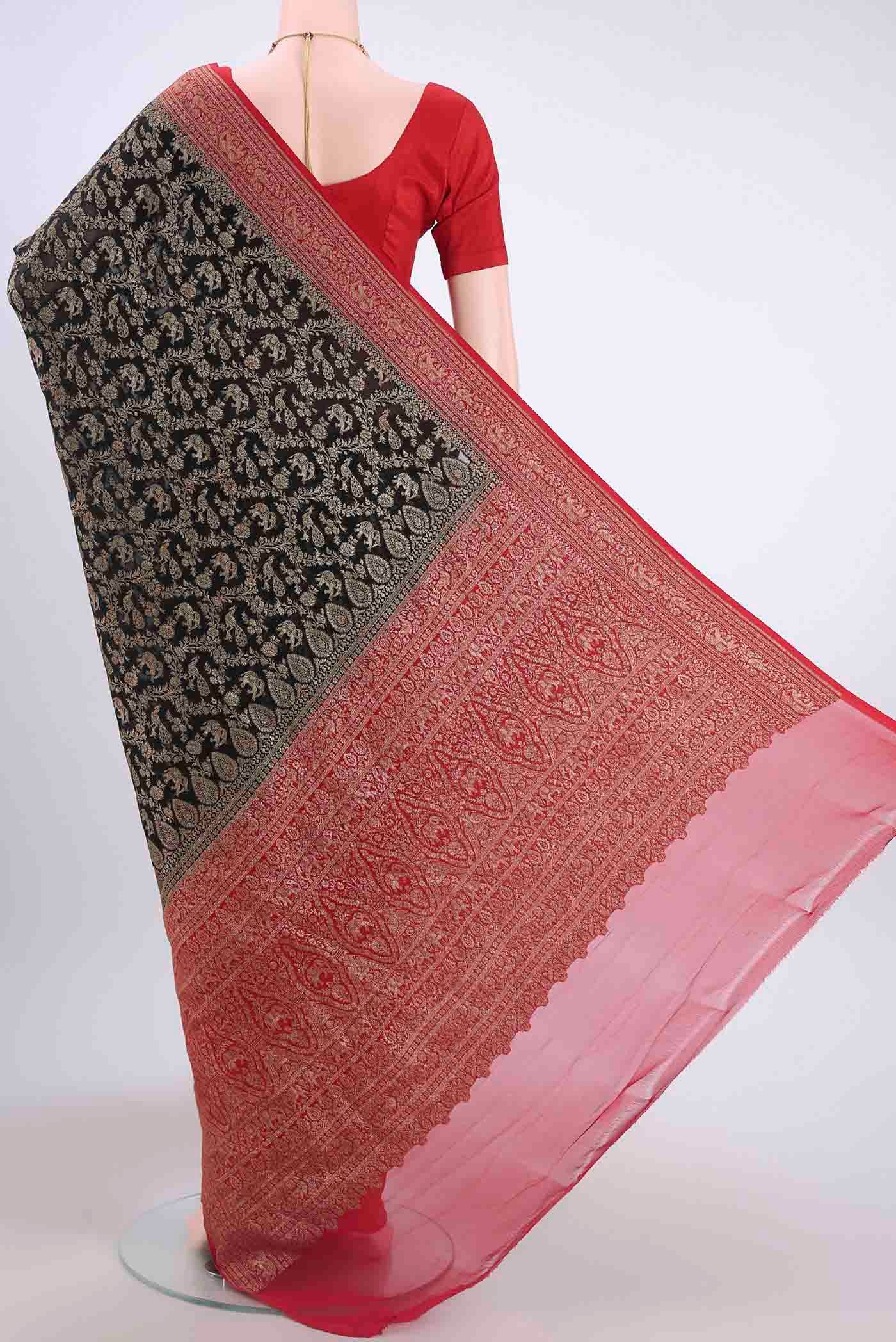 Black Banarasi Georgette Saree - Image 3