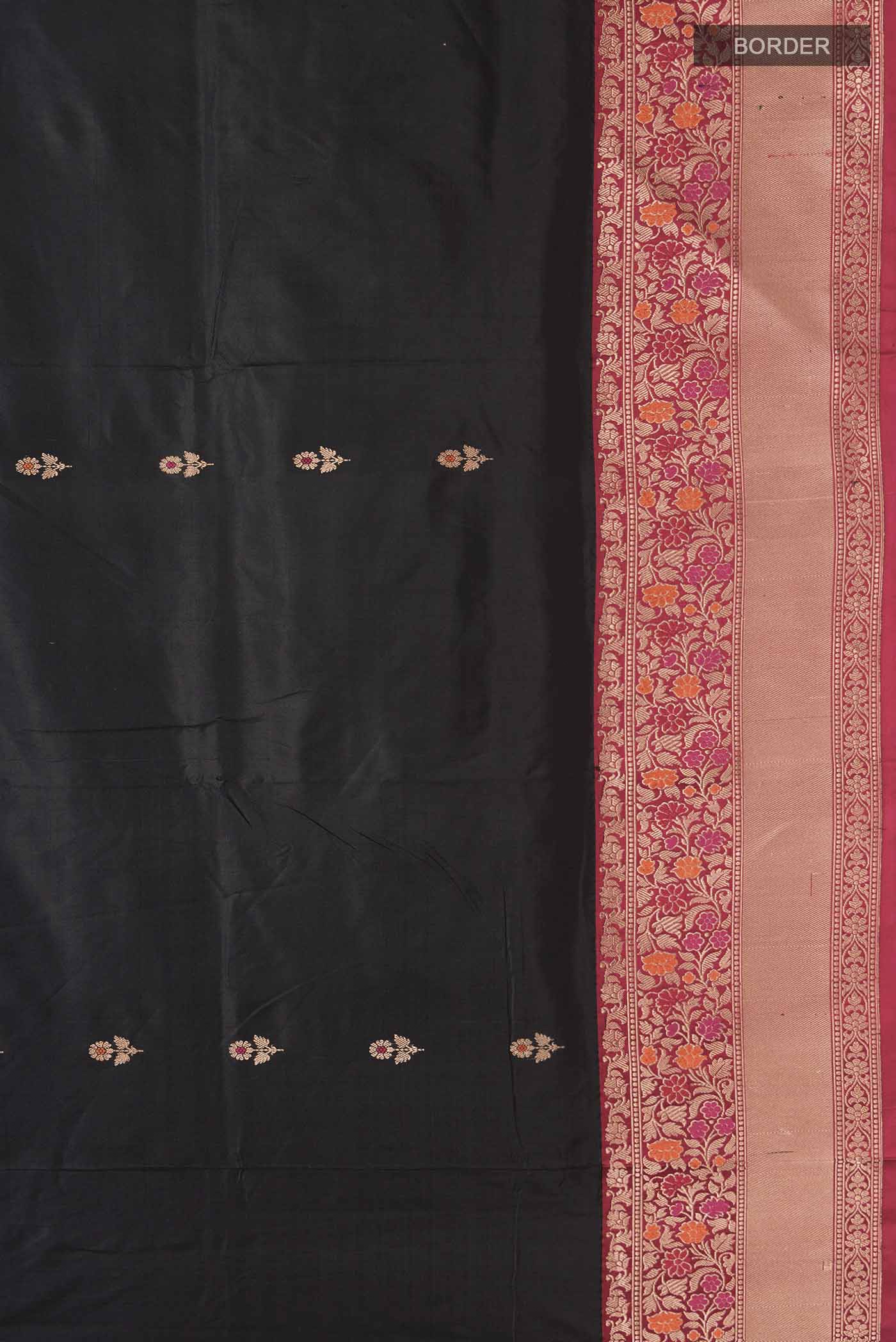 Black Banarasi Katan Silk Saree - Image 3