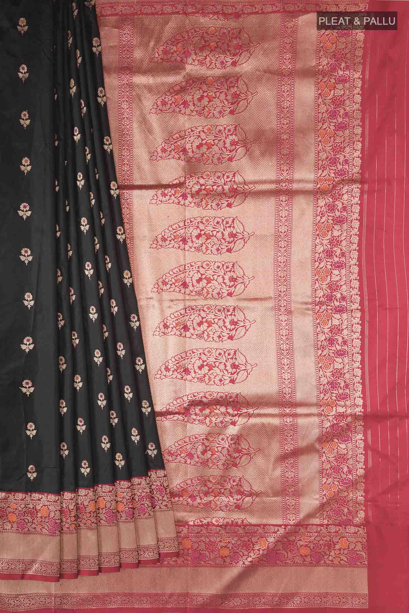 Black Banarasi Katan Silk Saree - Image 4