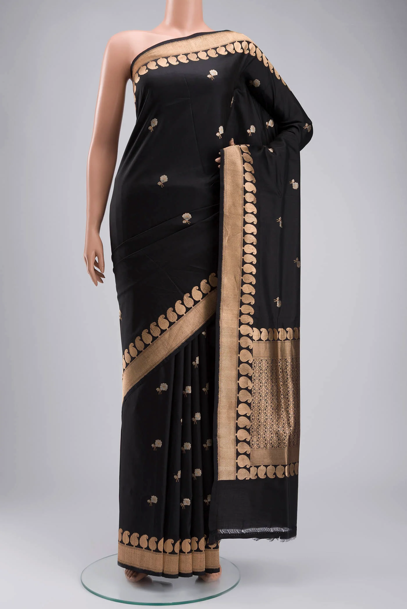 Black Banarasi Katan Silk Saree