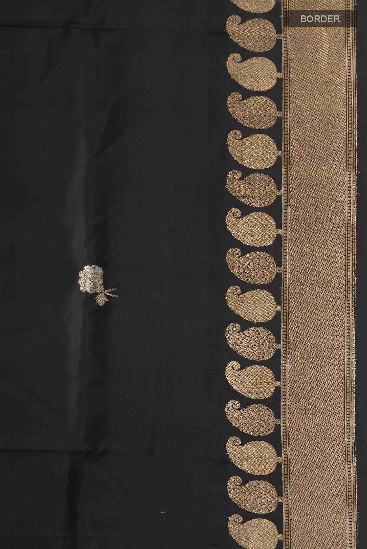 Black Banarasi Katan Silk Saree - Image 3