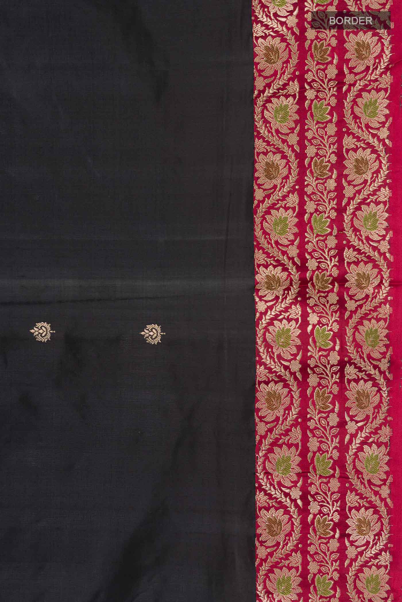 Black Banarasi Katan Silk Saree - Image 3
