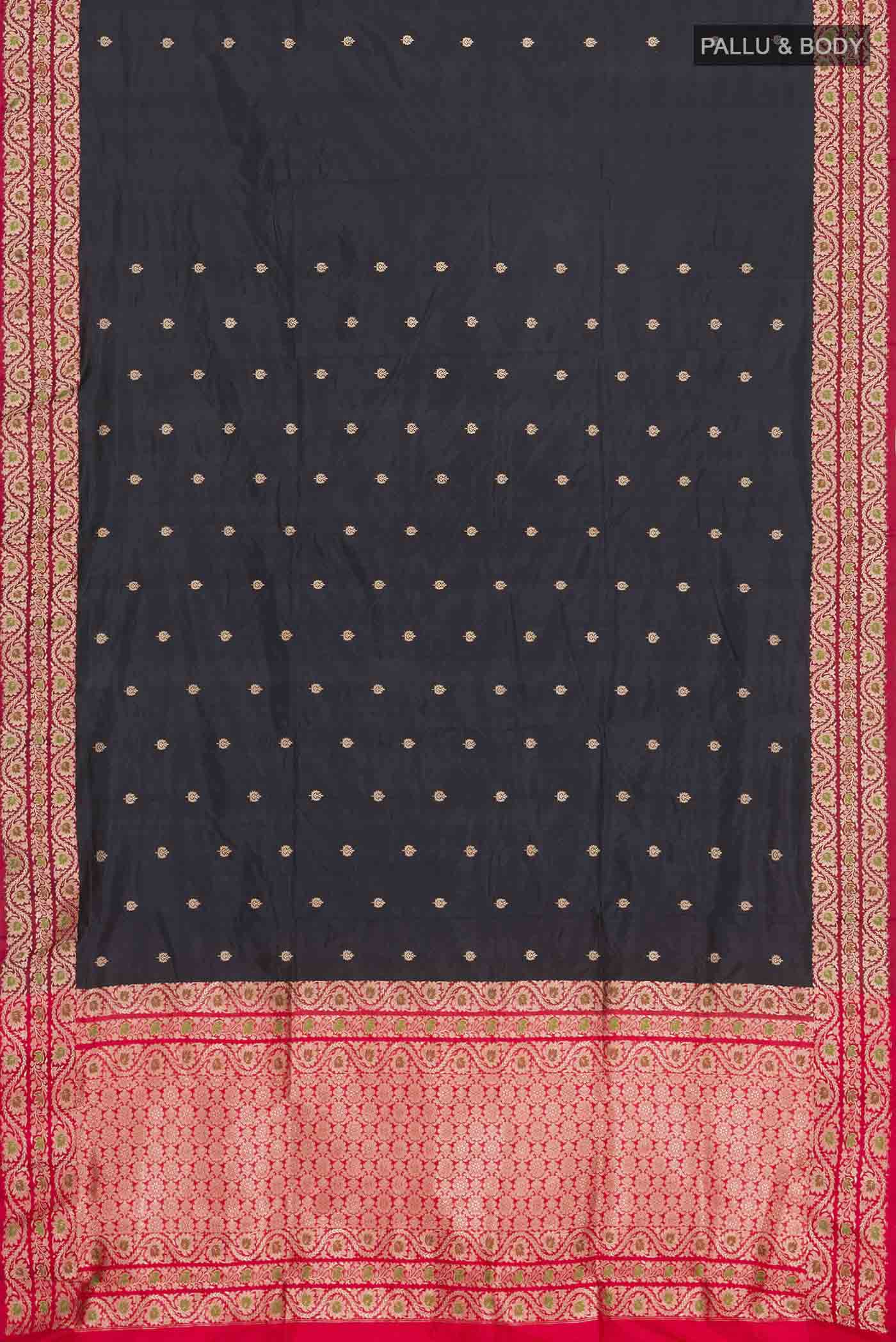 Black Banarasi Katan Silk Saree - Image 5