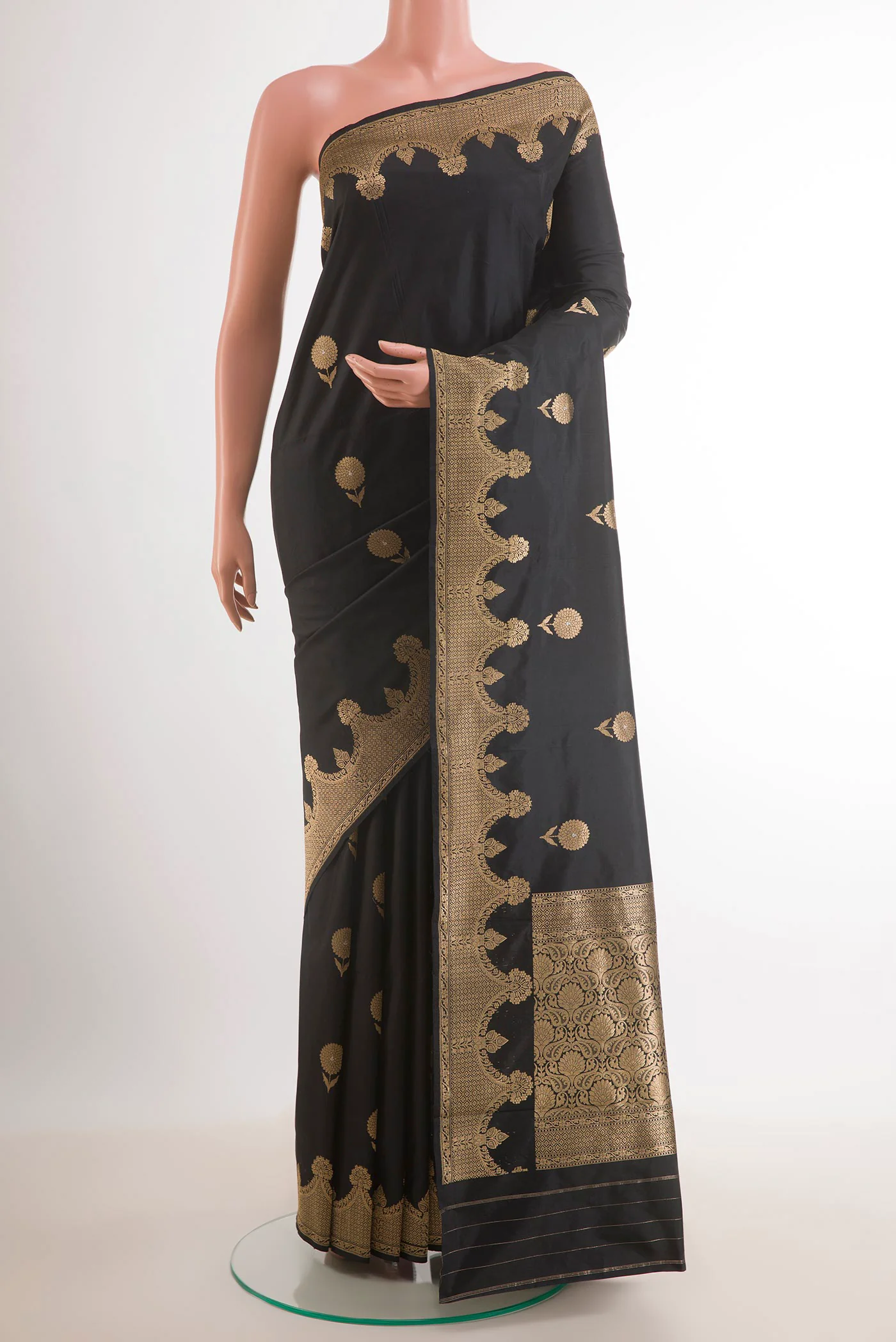 Black Banarasi Katan Silk Saree