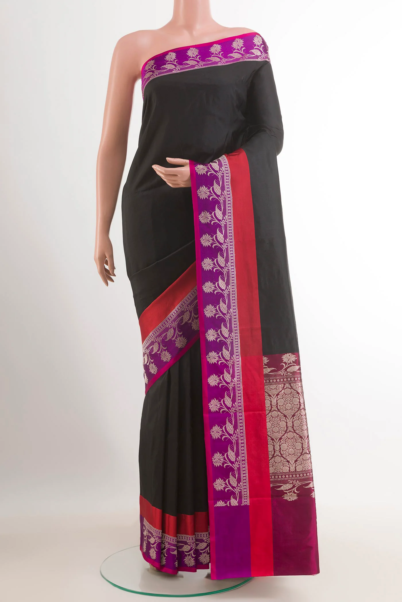 Black Banarasi Katan Silk Saree