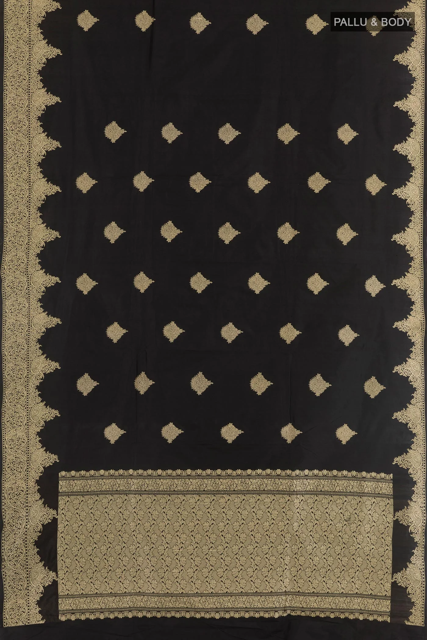 Black Banarasi Katan Silk Saree - Image 3