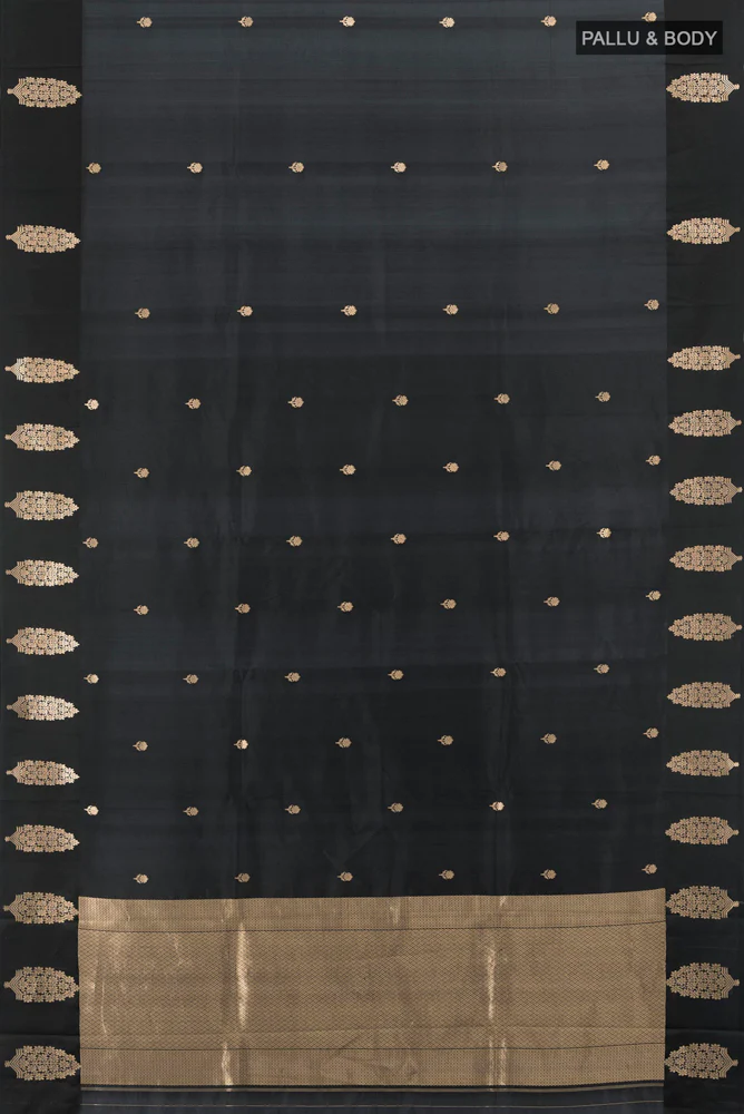 Black Banarasi Katan Silk Saree - Image 5