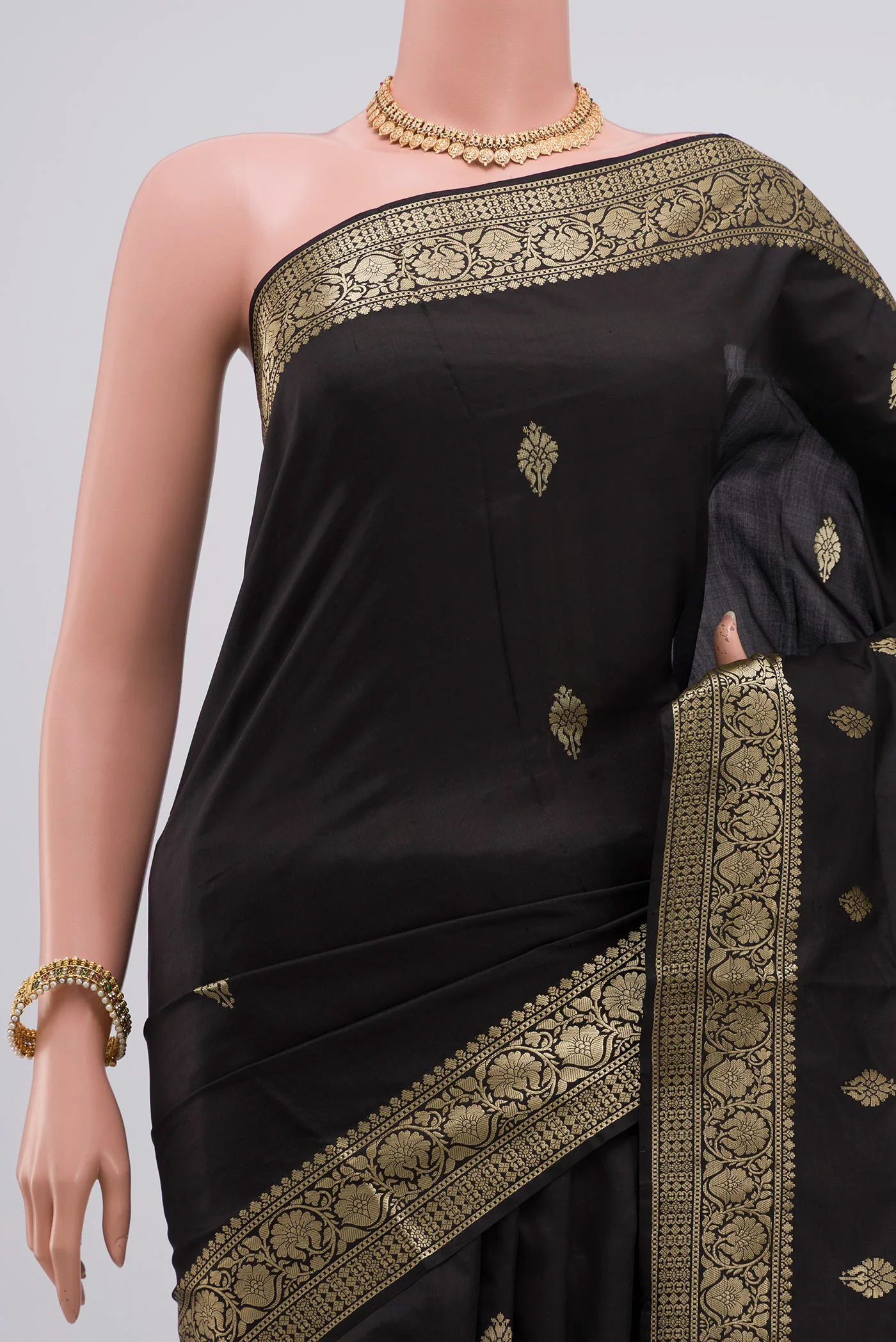 Black Banarasi Katan Silk Saree - Image 2