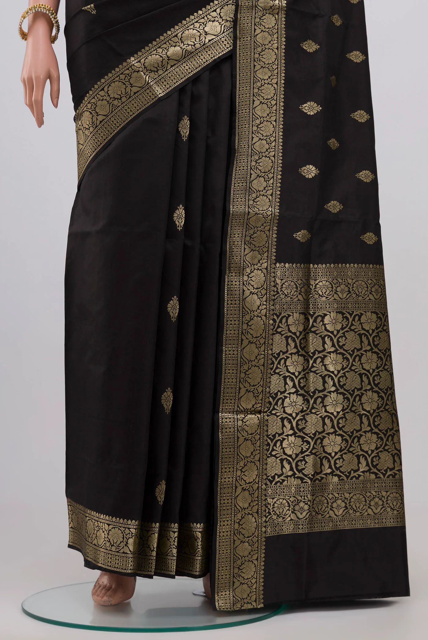 Black Banarasi Katan Silk Saree - Image 3