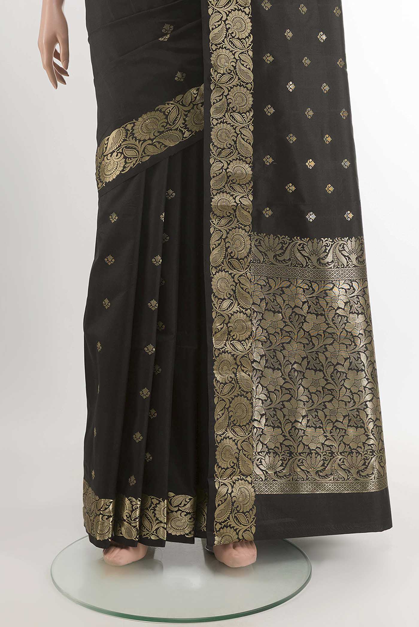 Black Banarasi Katan Silk Saree - Image 3