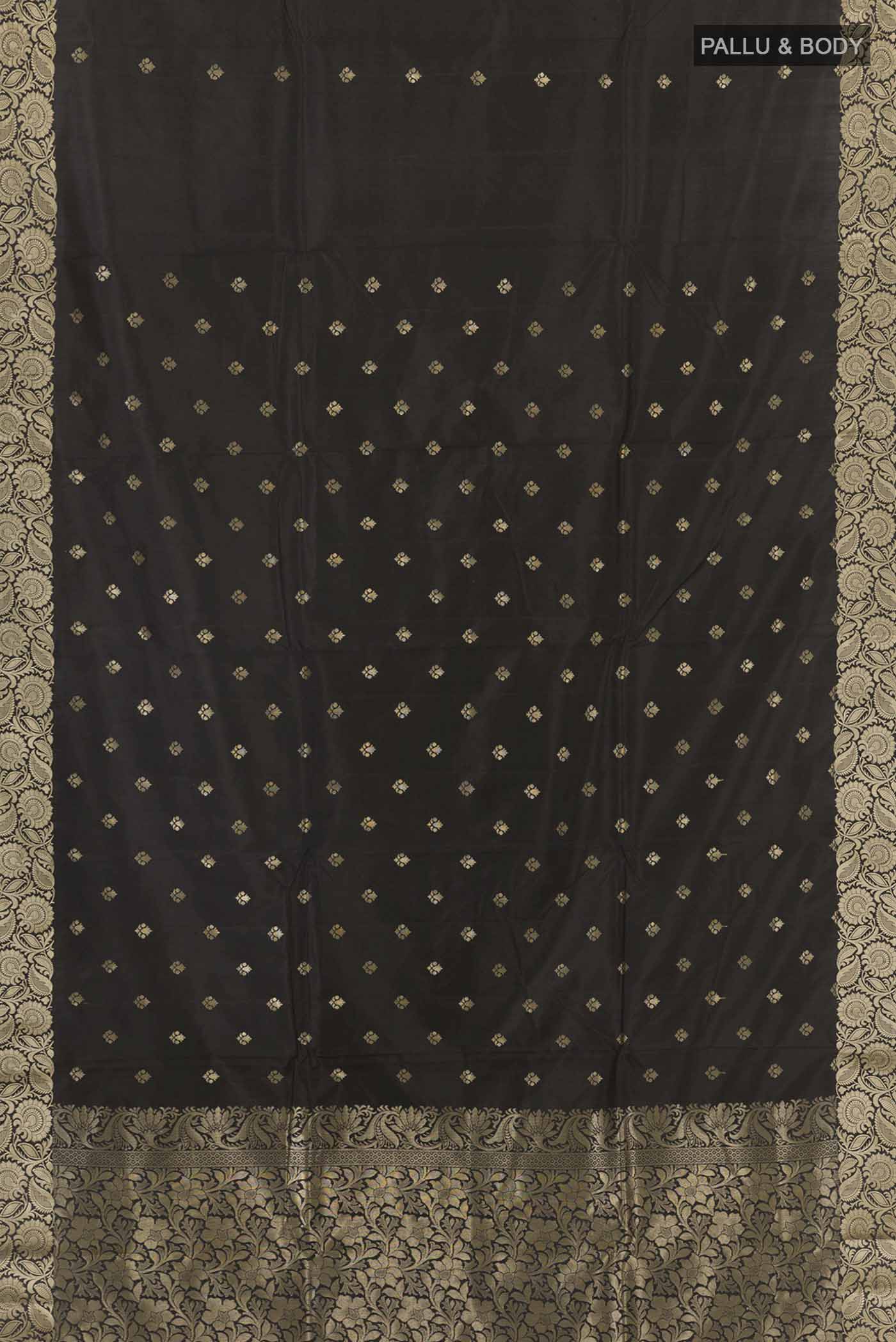 Black Banarasi Katan Silk Saree - Image 4