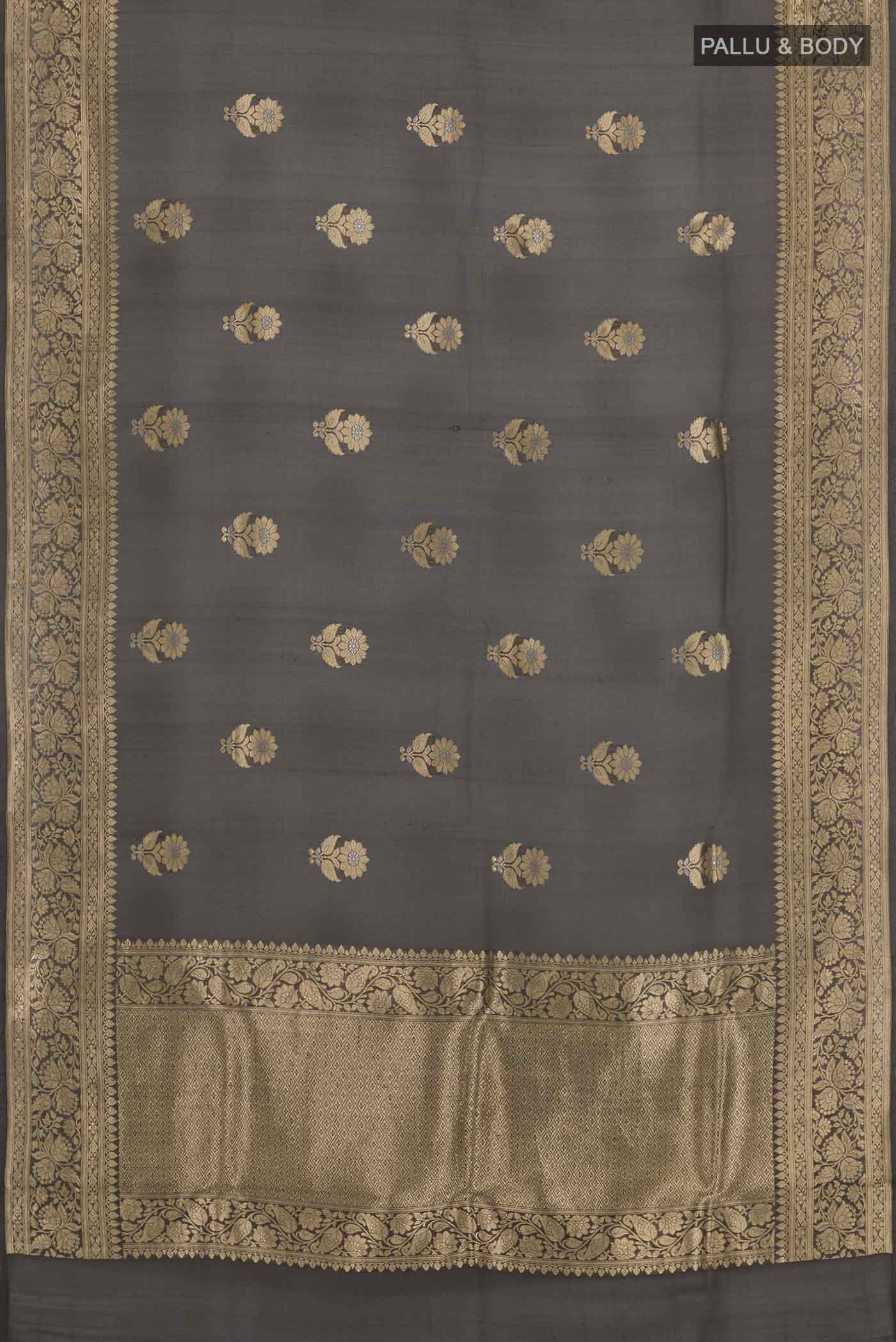 Black Banarasi Kora Silk Saree - Image 3