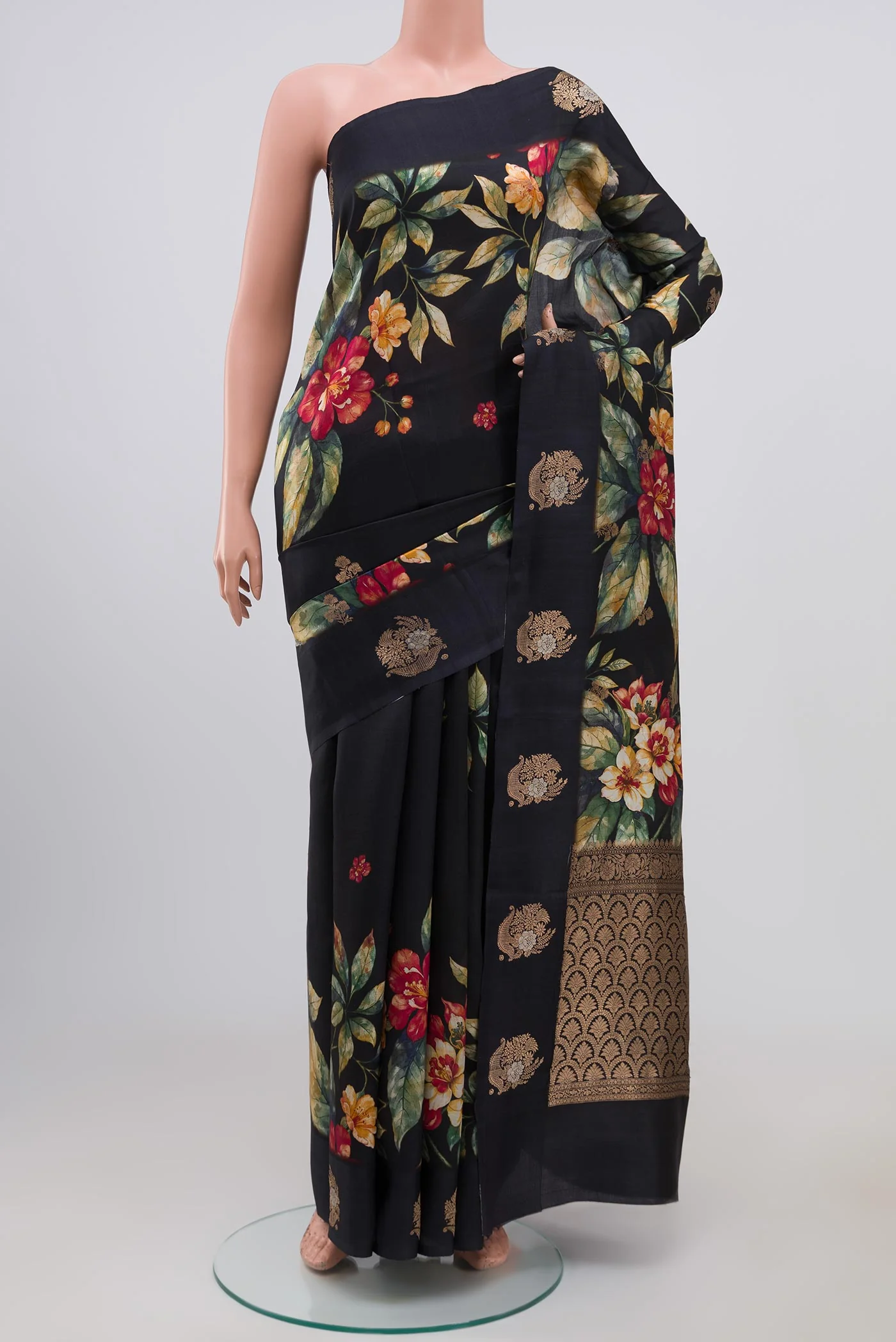 Black Banarasi Katan Silk Saree