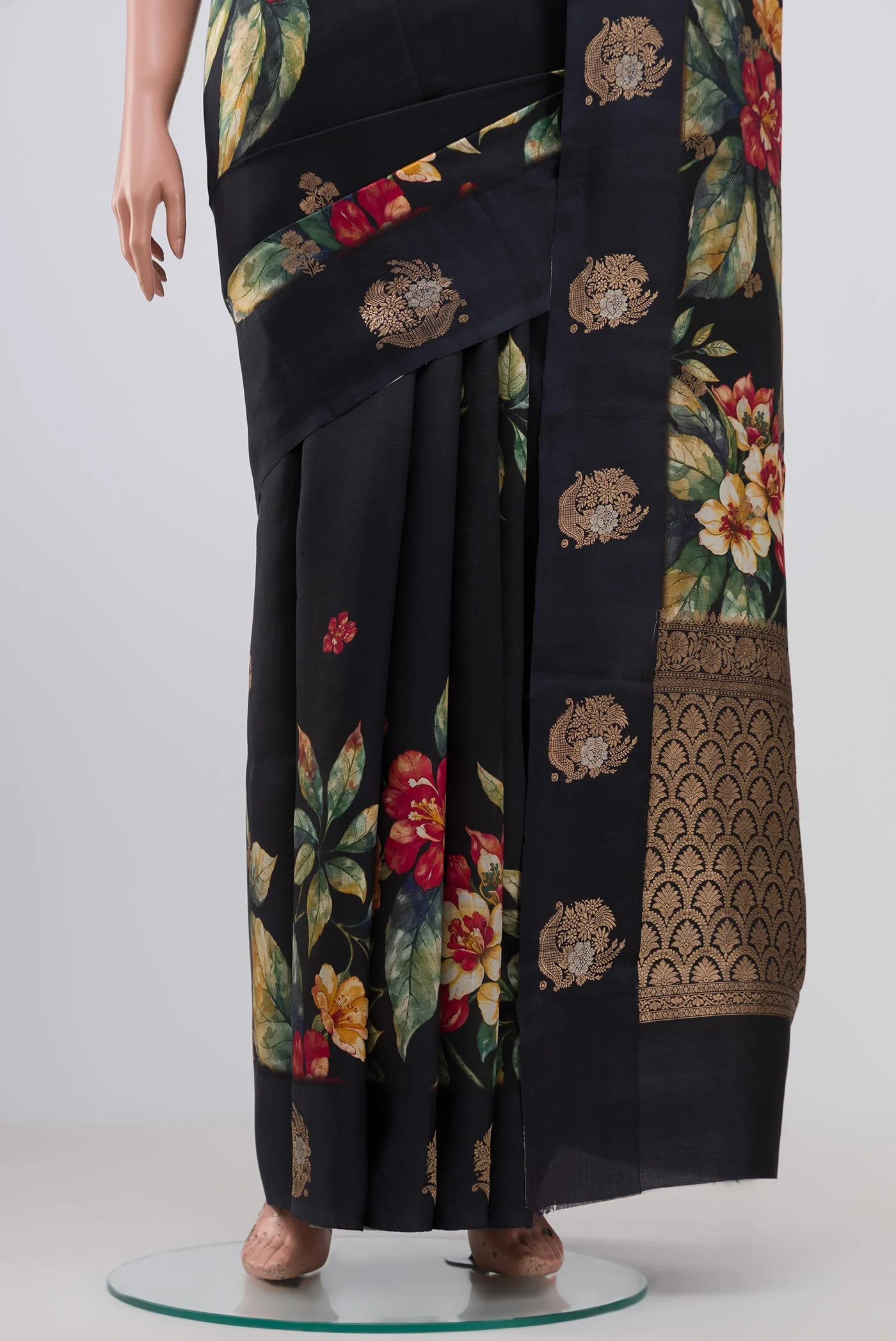 Black Banarasi Katan Silk Saree - Image 3
