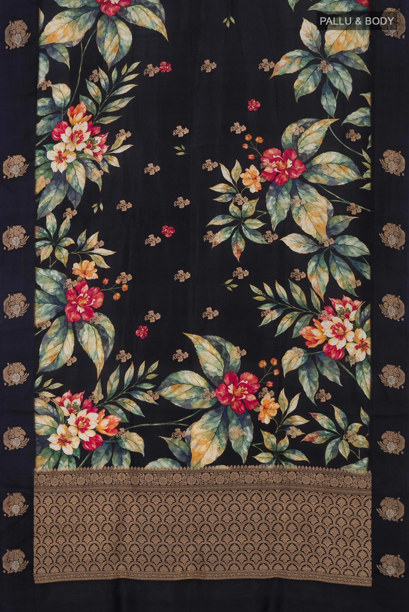 Black Banarasi Katan Silk Saree - Image 5