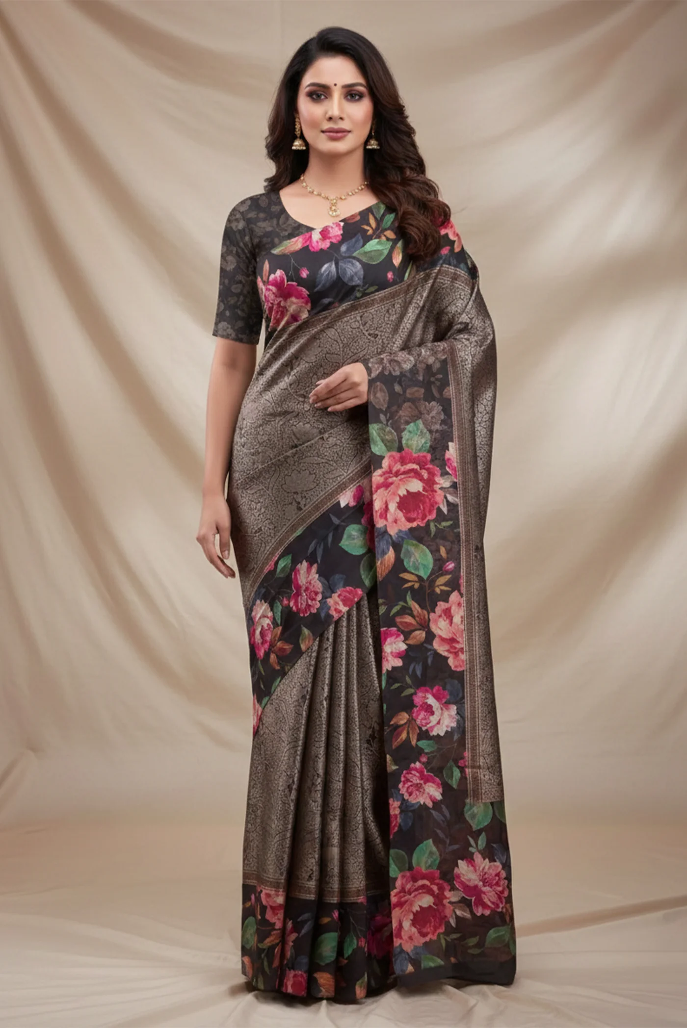 Black Banarasi Silk Saree