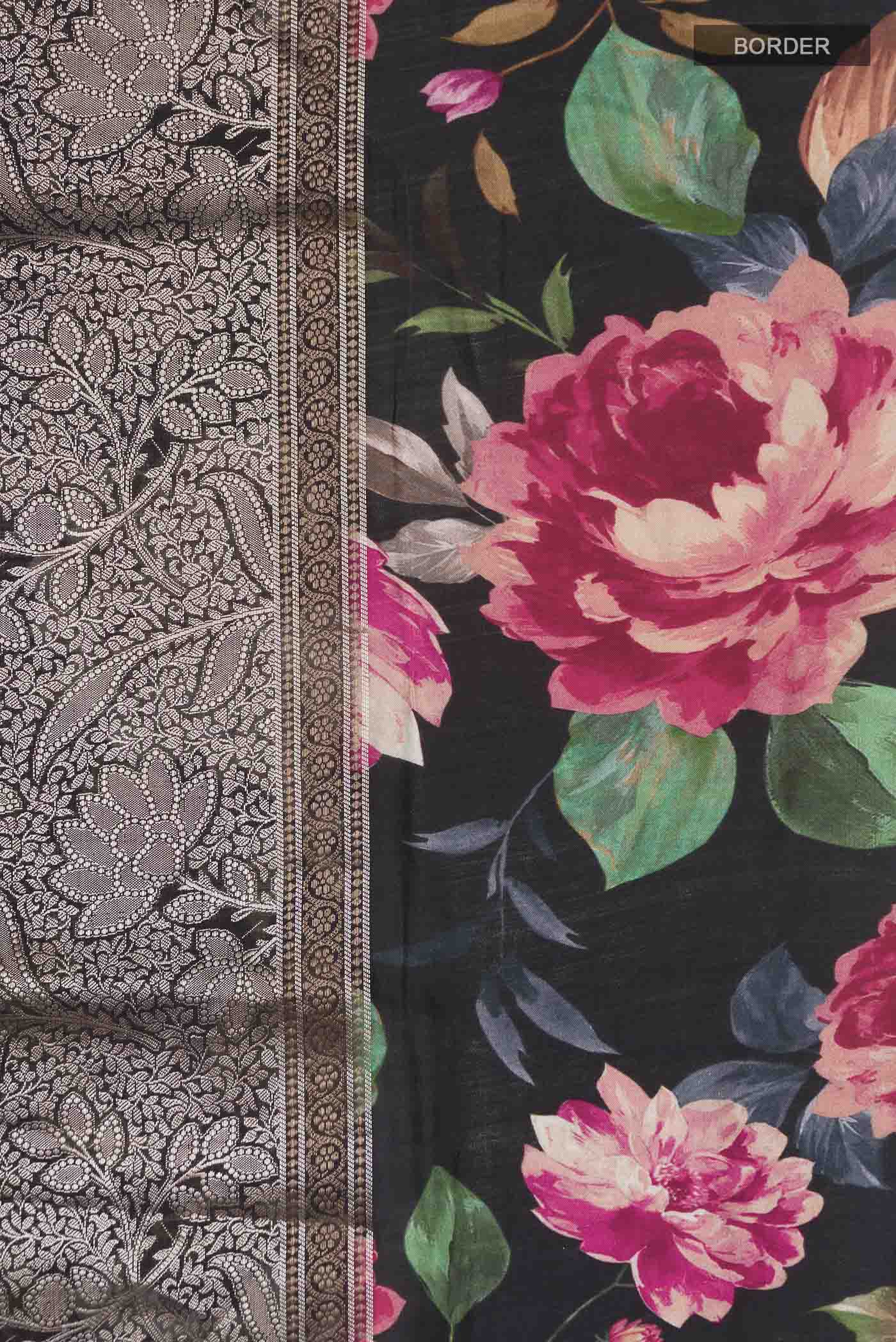 Black Banarasi Silk Saree - Image 4