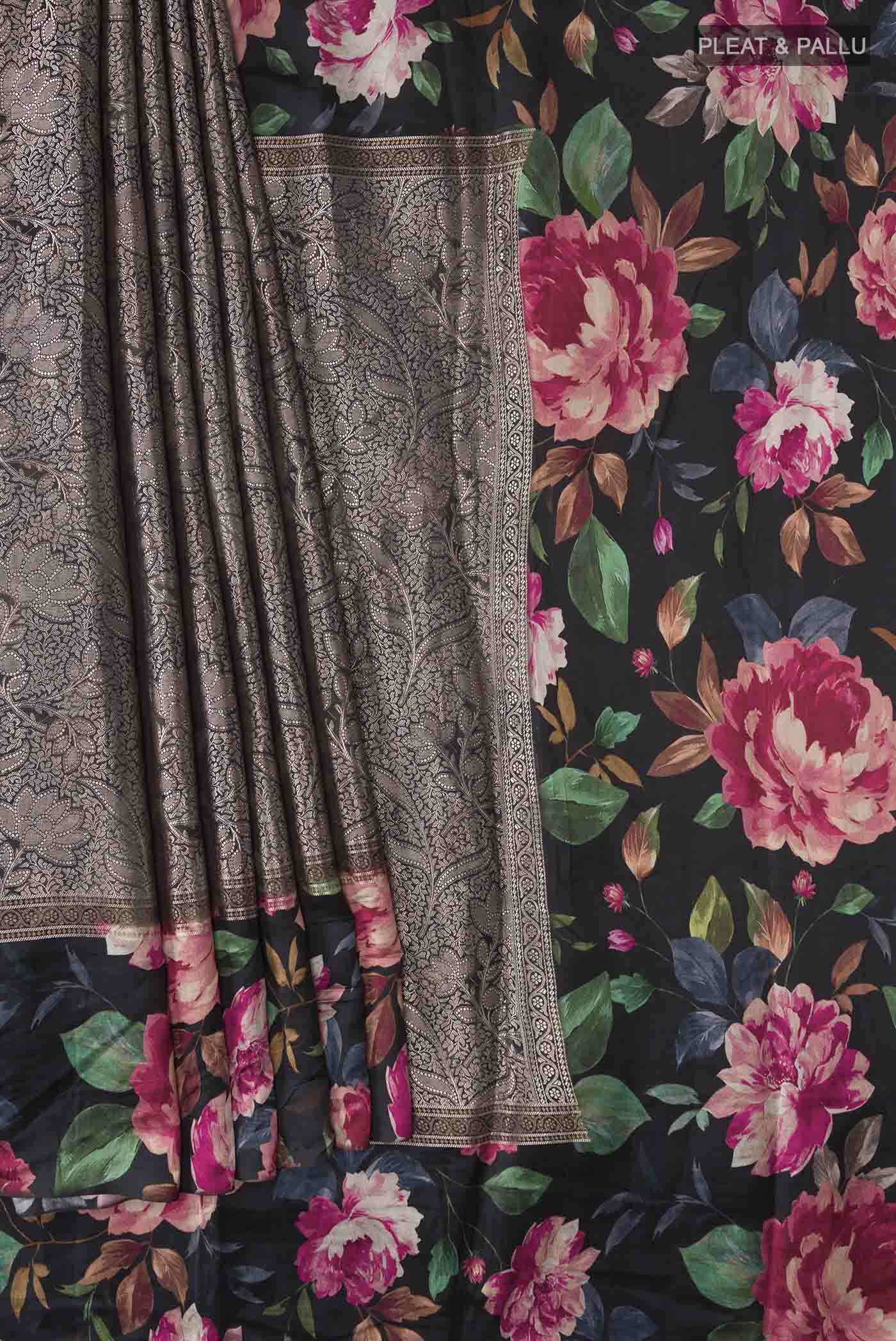 Black Banarasi Silk Saree - Image 5