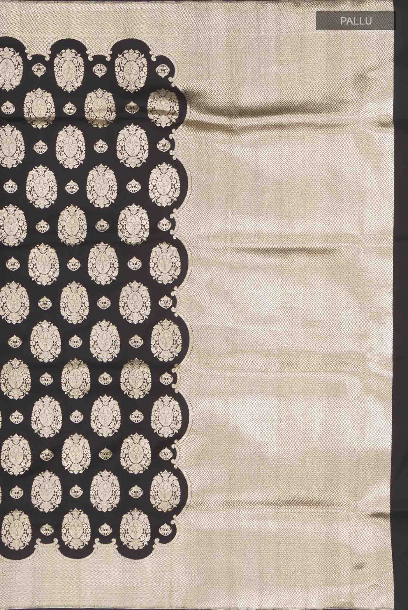 Black Banarasi Silk Saree - Image 7