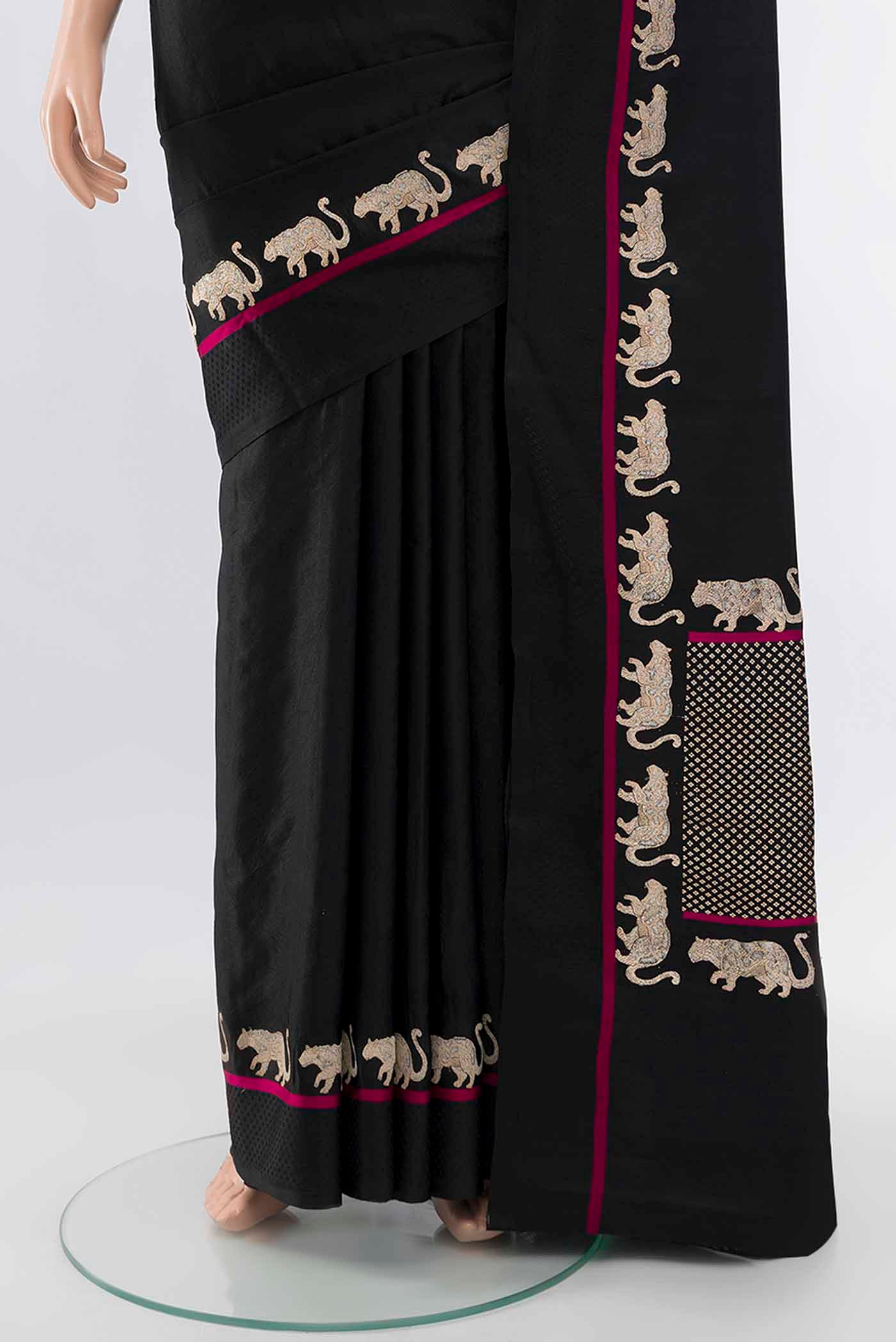 Black Banarasi Silk Saree - Image 3