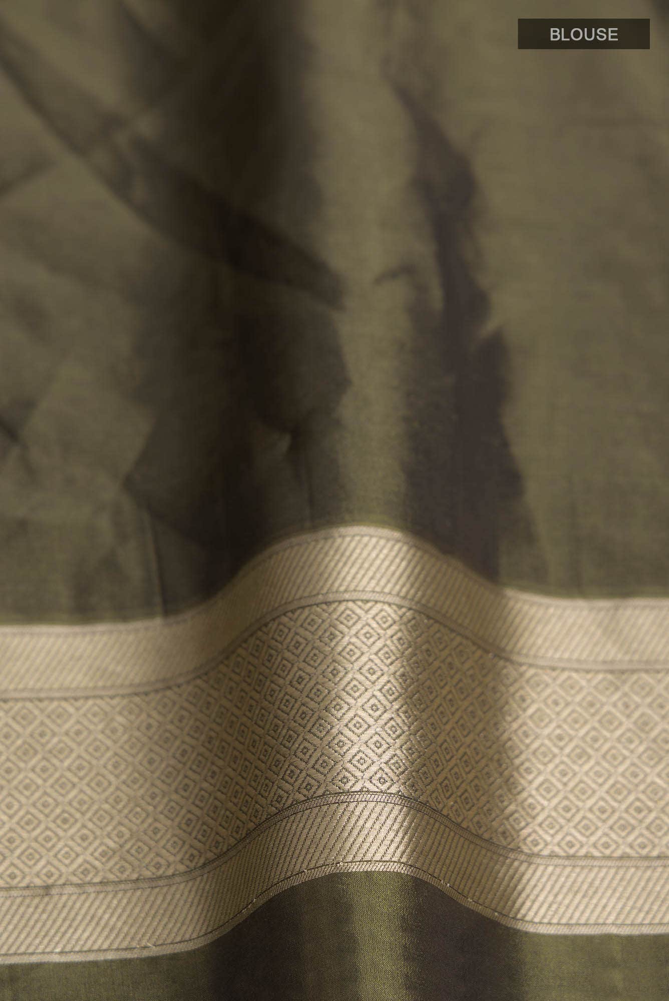Antara-Dark Olive Green Banarasi Silk Saree - Image 7
