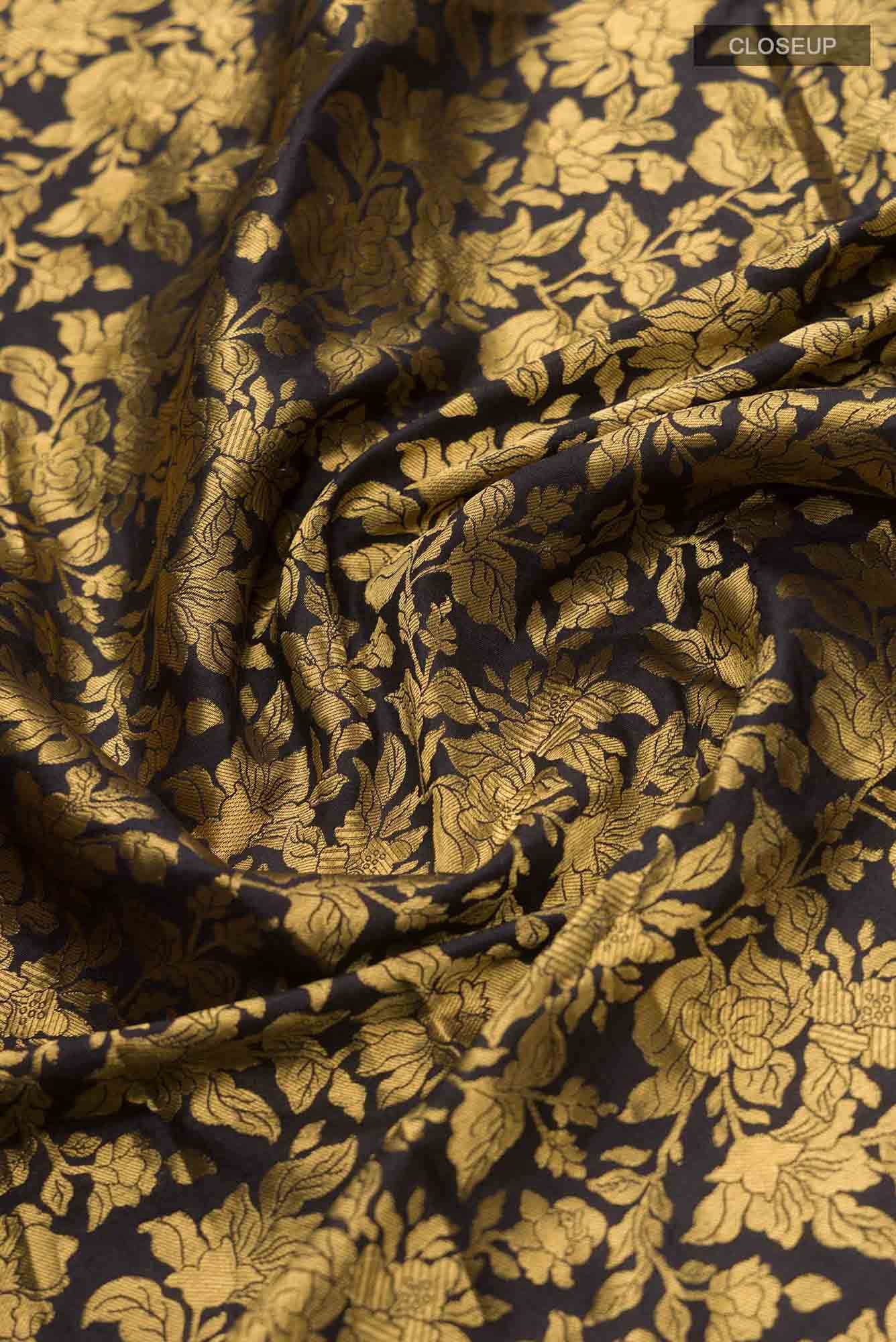 Blossom Bahar-Black Banarasi Silk Saree - Image 3