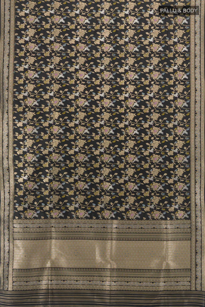 Black Banarasi Silk Saree - Image 5
