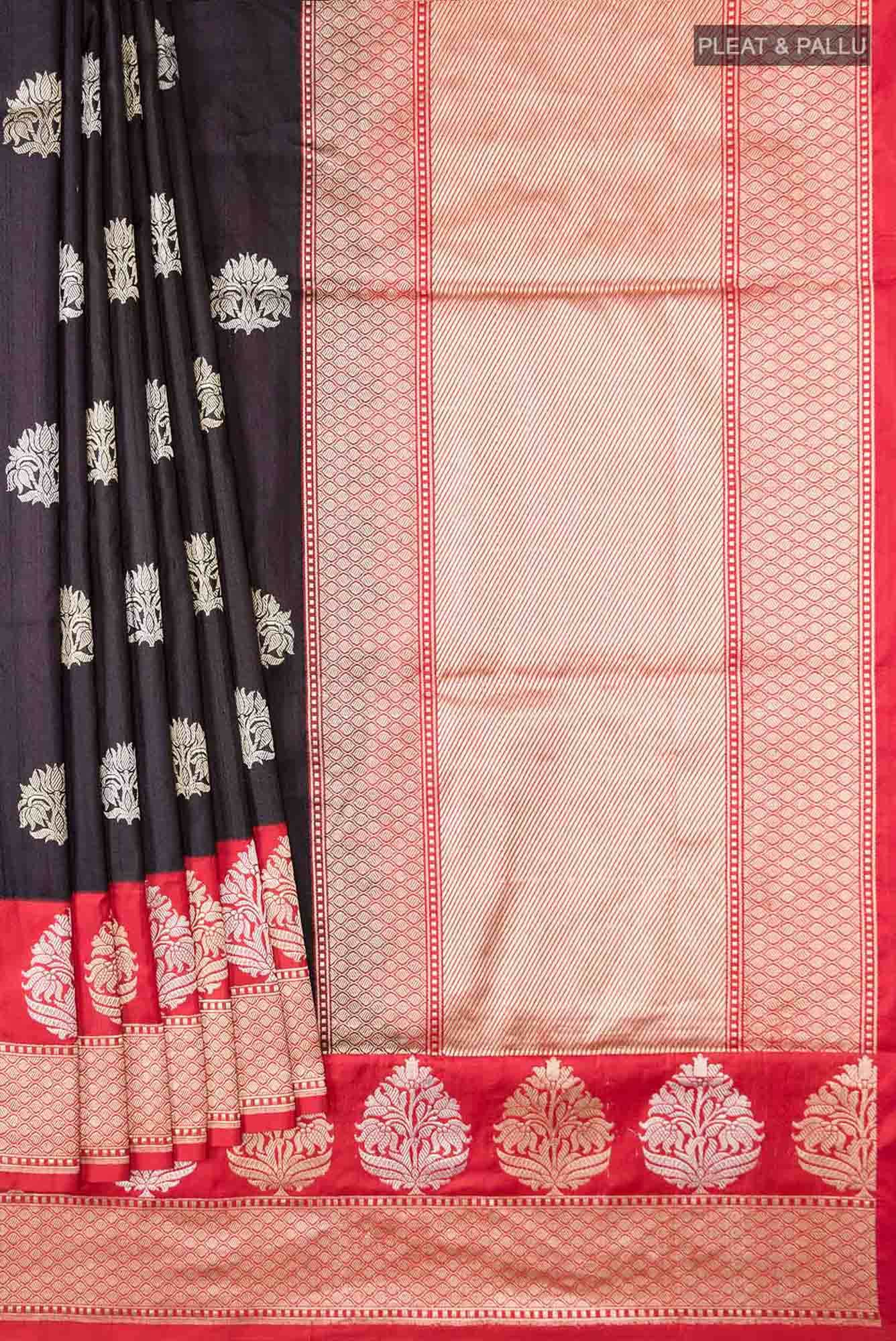 Black Banarasi Silk Saree - Image 2