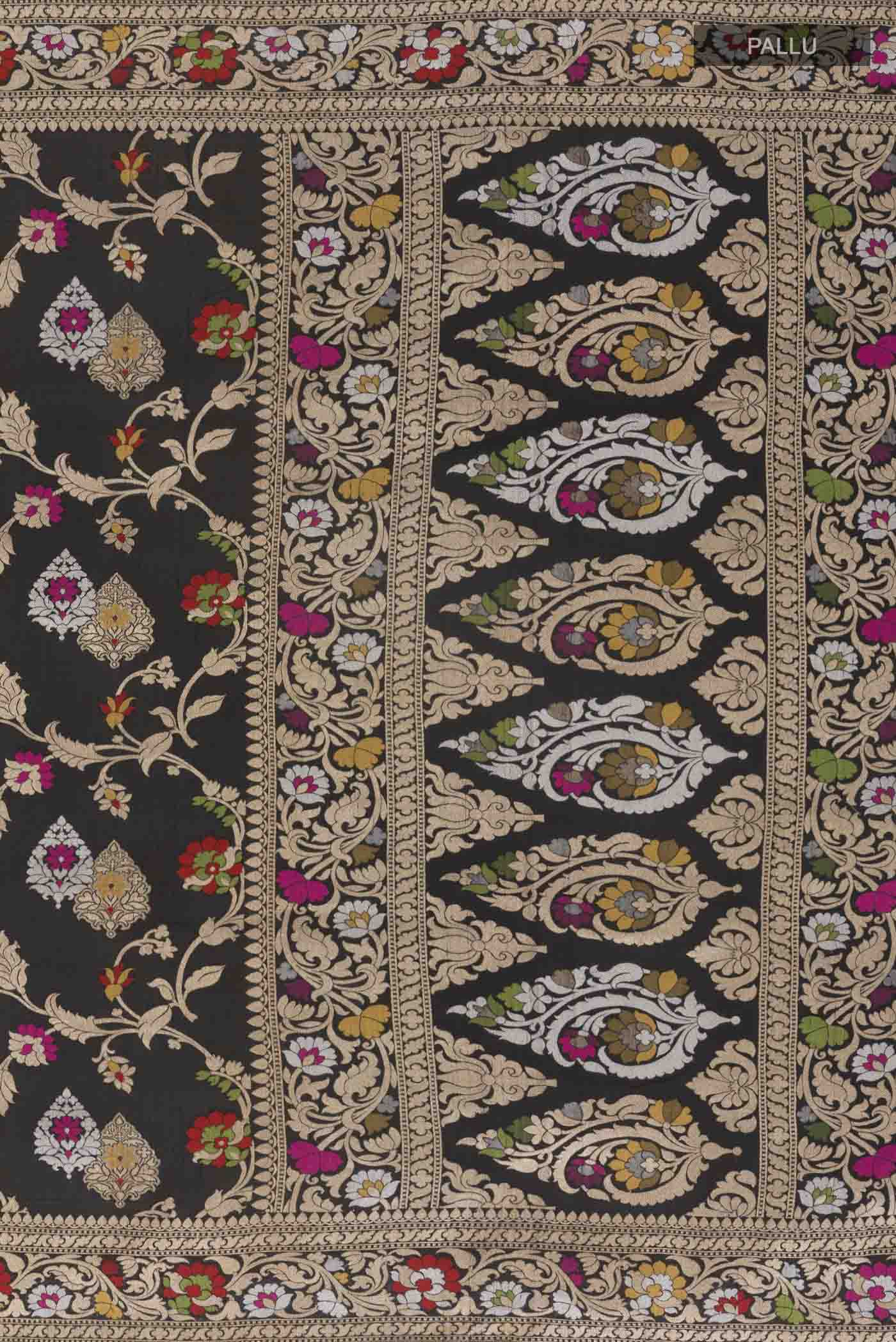 Black Banarasi Tussar Silk Saree - Image 7