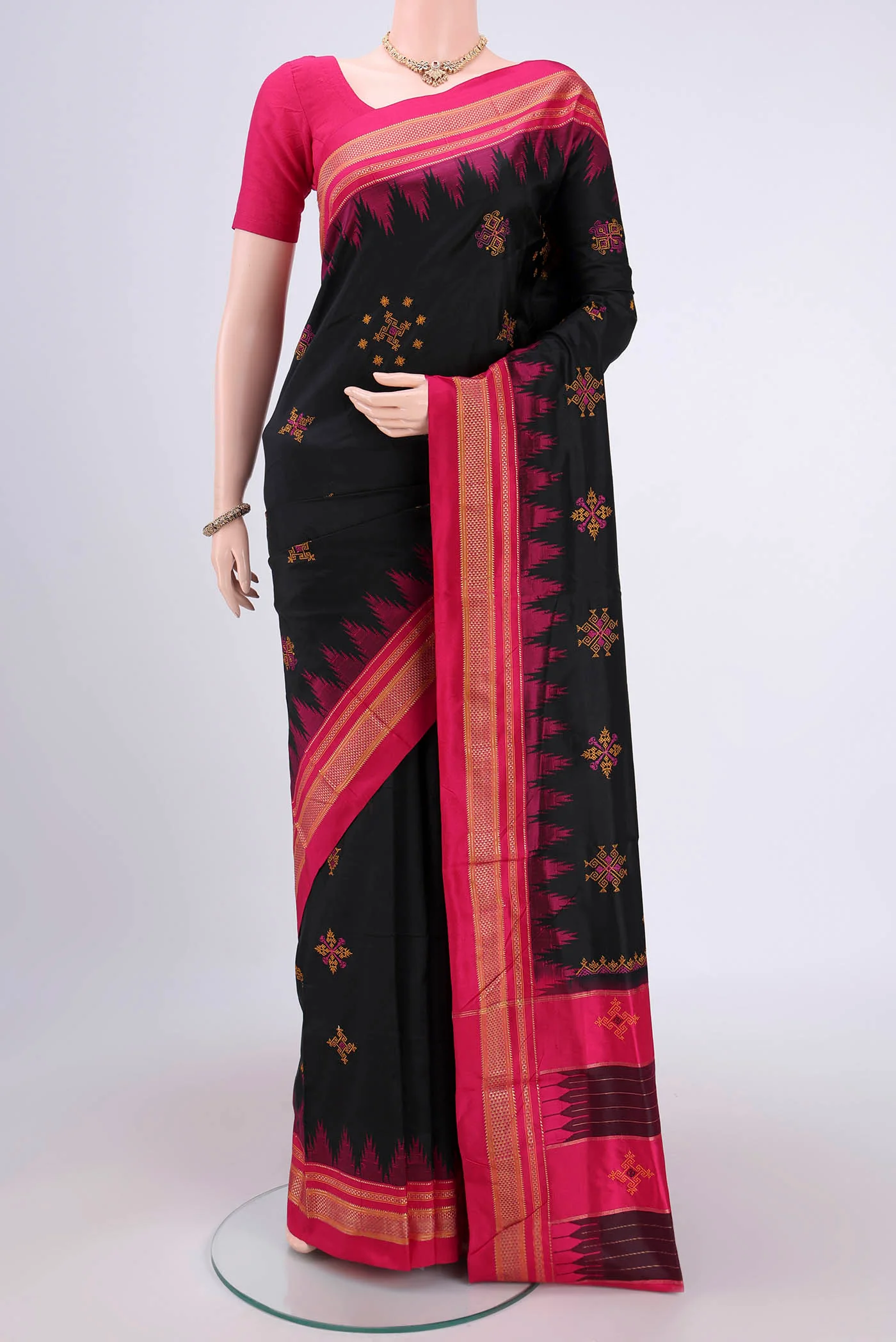 Black Bangalore Silk Saree