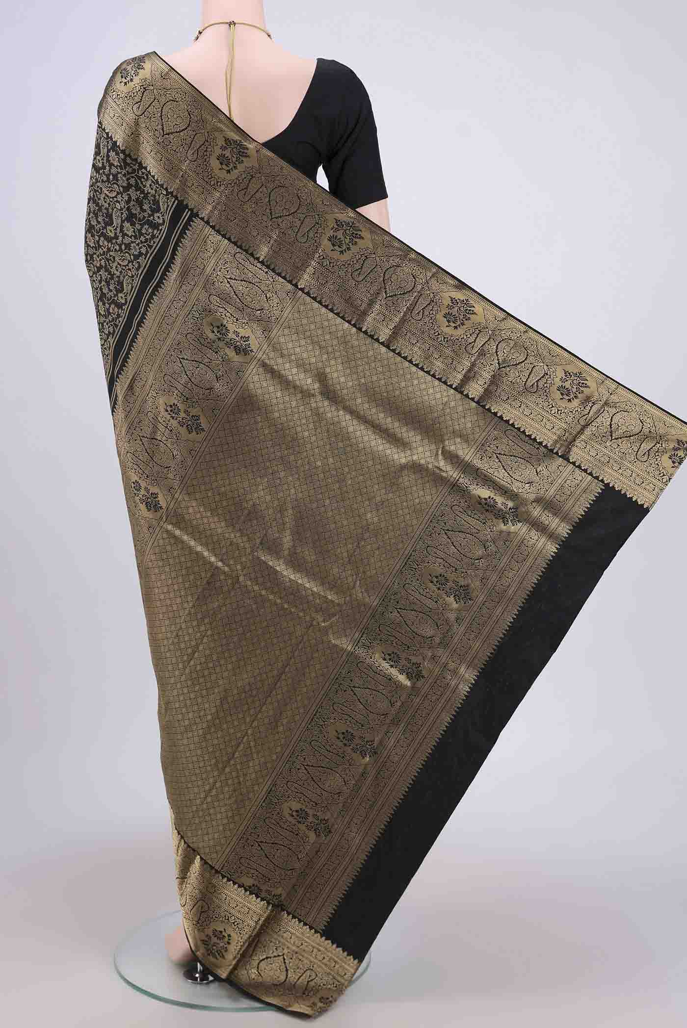 Black Bangalore Silk Saree - Image 3