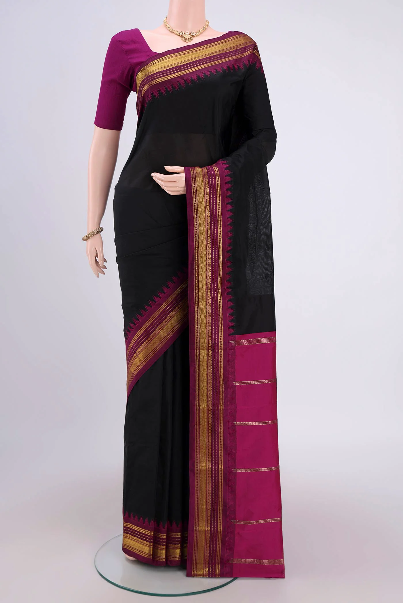Black Blended Bangalore Silk Saree