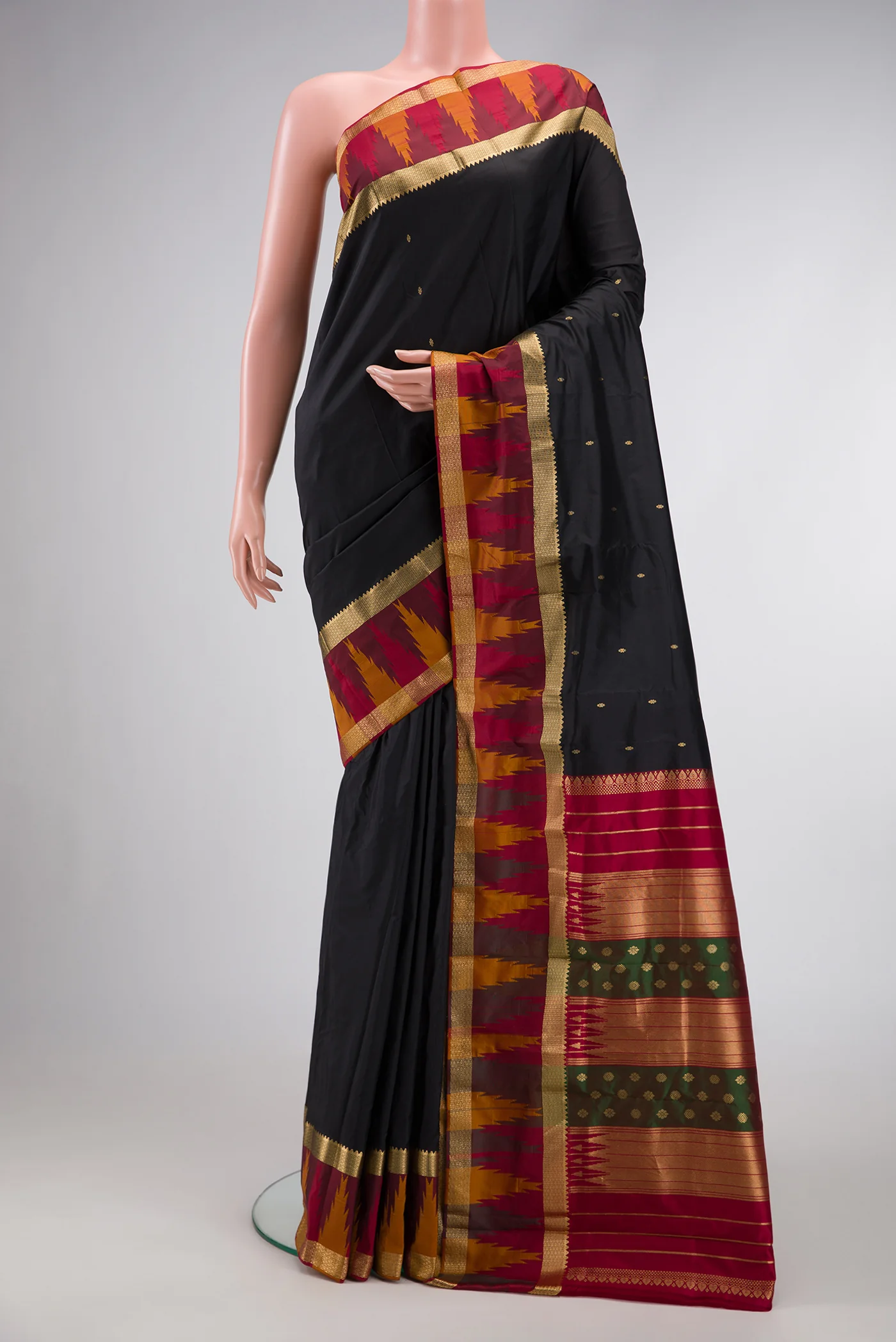 Black Bangalore Silk Saree