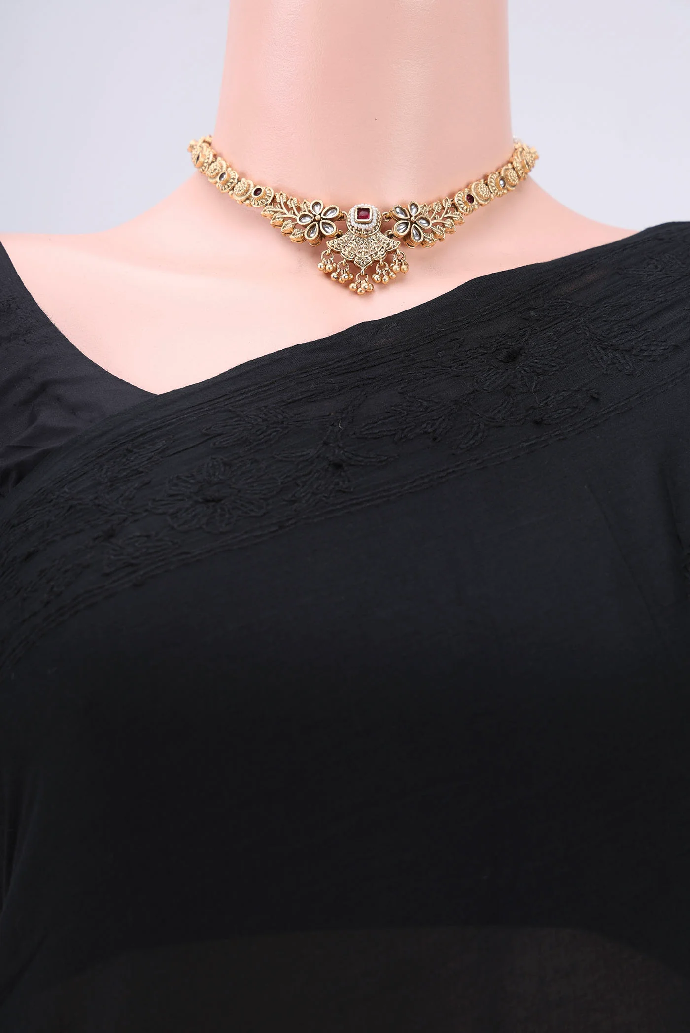 Black Bengal Cotton - Kantha Saree - Image 2