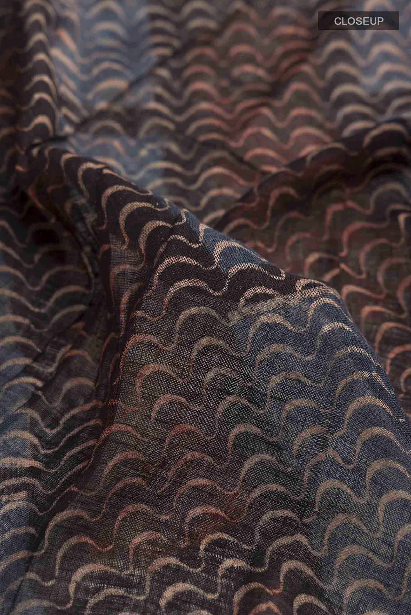 Black Bhagalpuri Tussar Silk Saree - Image 2