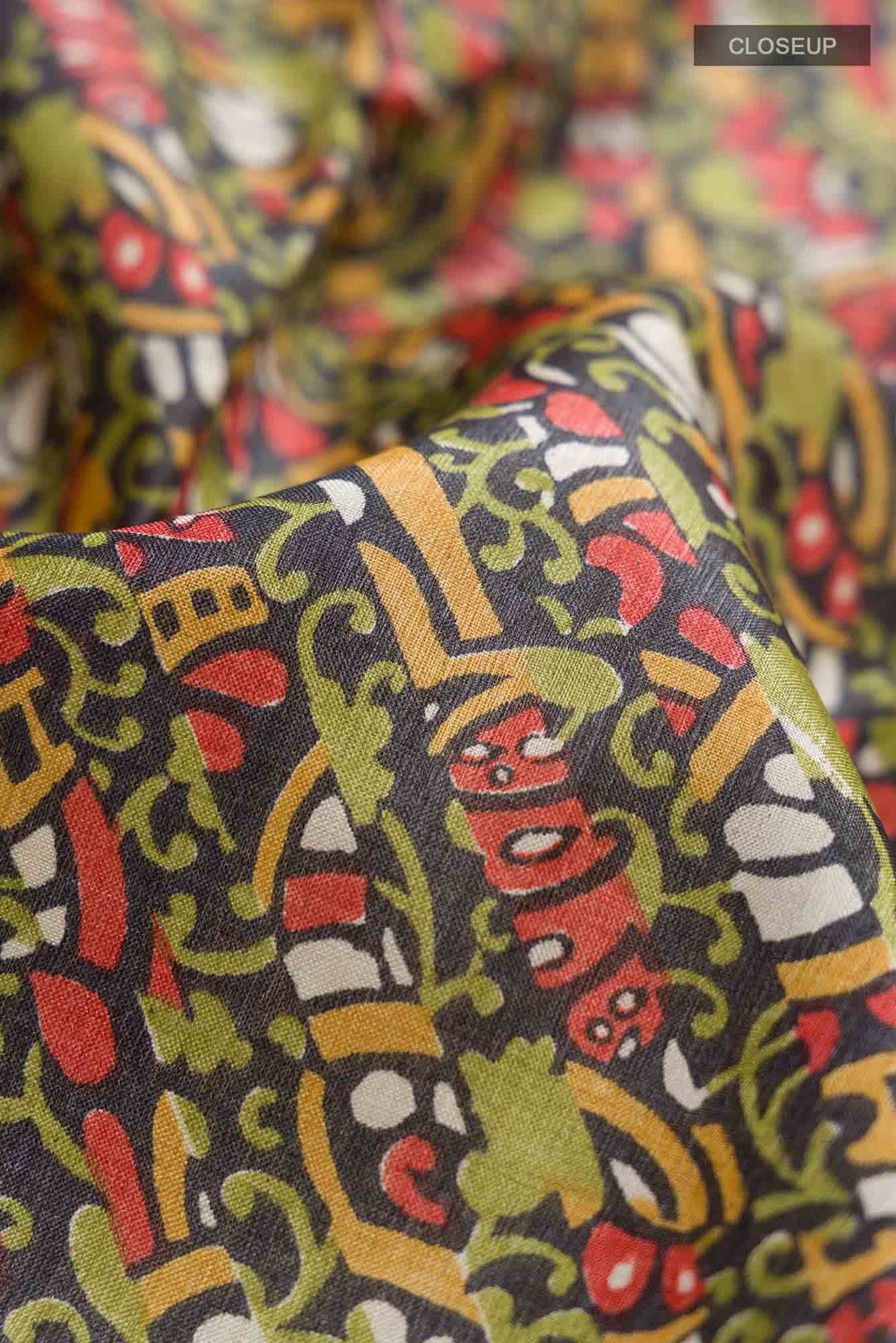 Black Bhagalpuri Tussar Silk Saree - Image 2