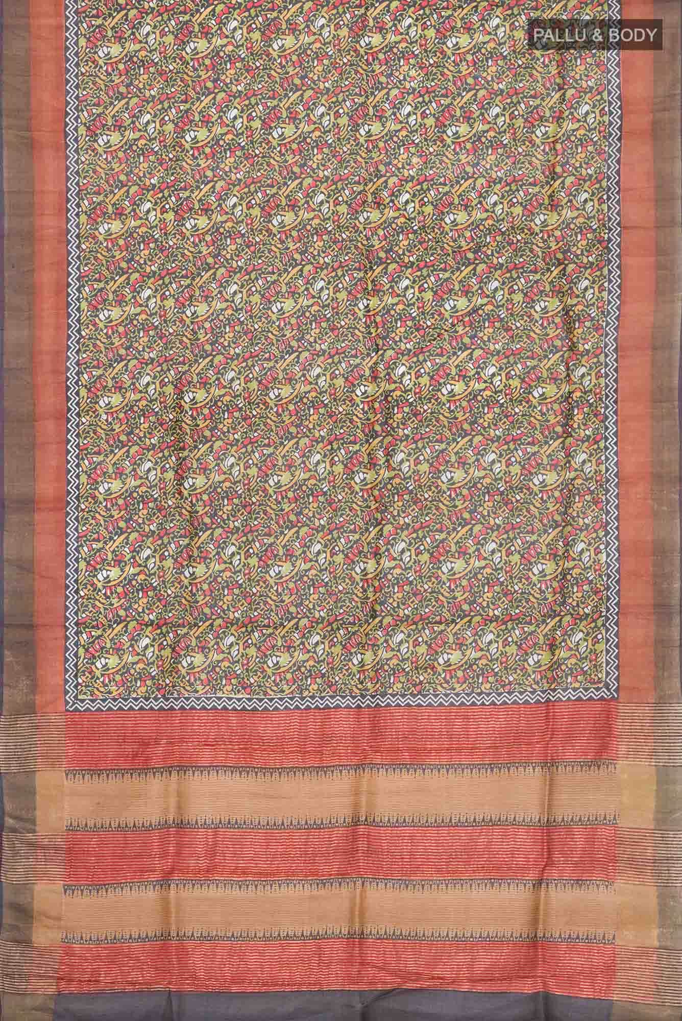 Black Bhagalpuri Tussar Silk Saree - Image 3