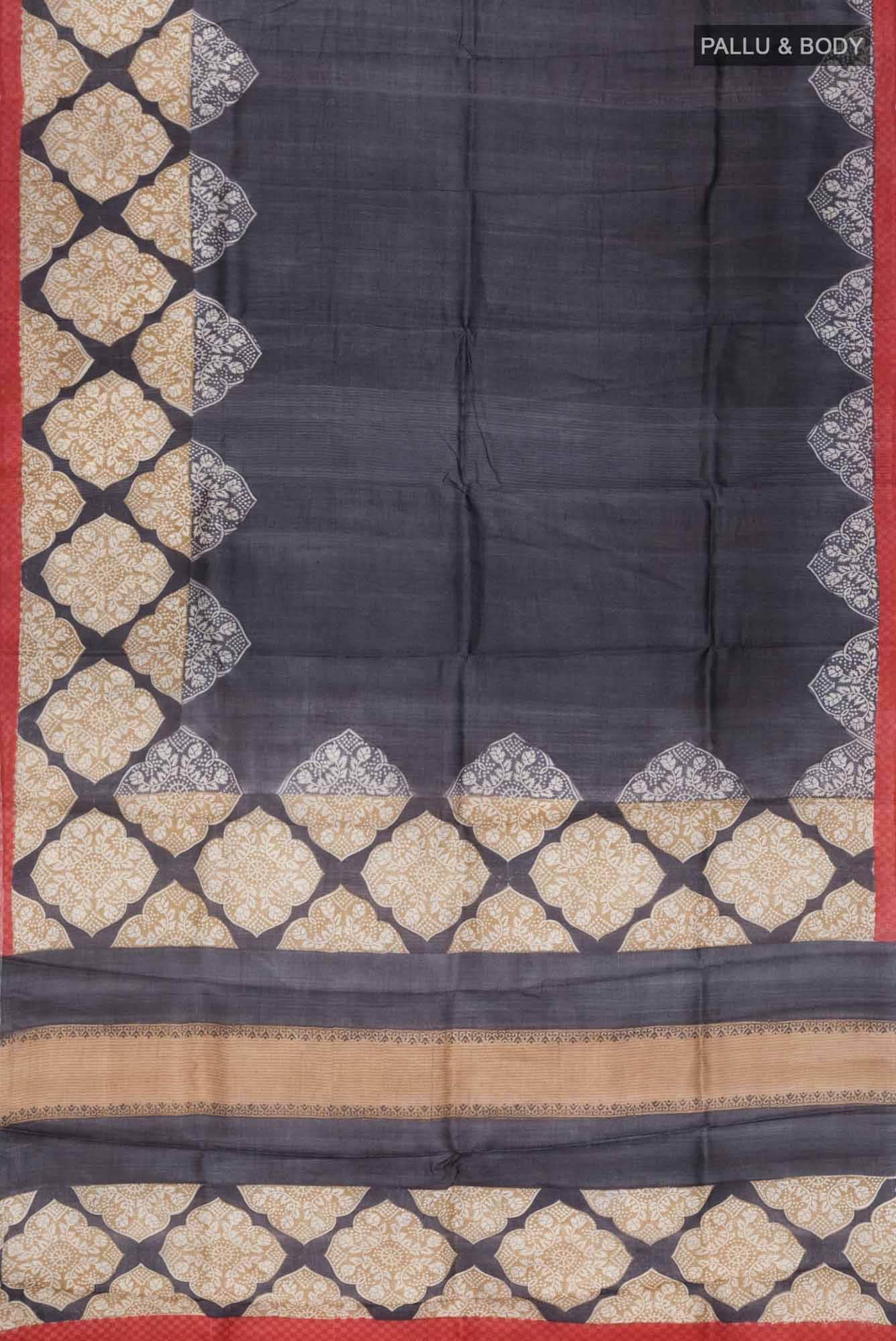 Black Bhagalpuri Tussar Silk Saree - Image 7