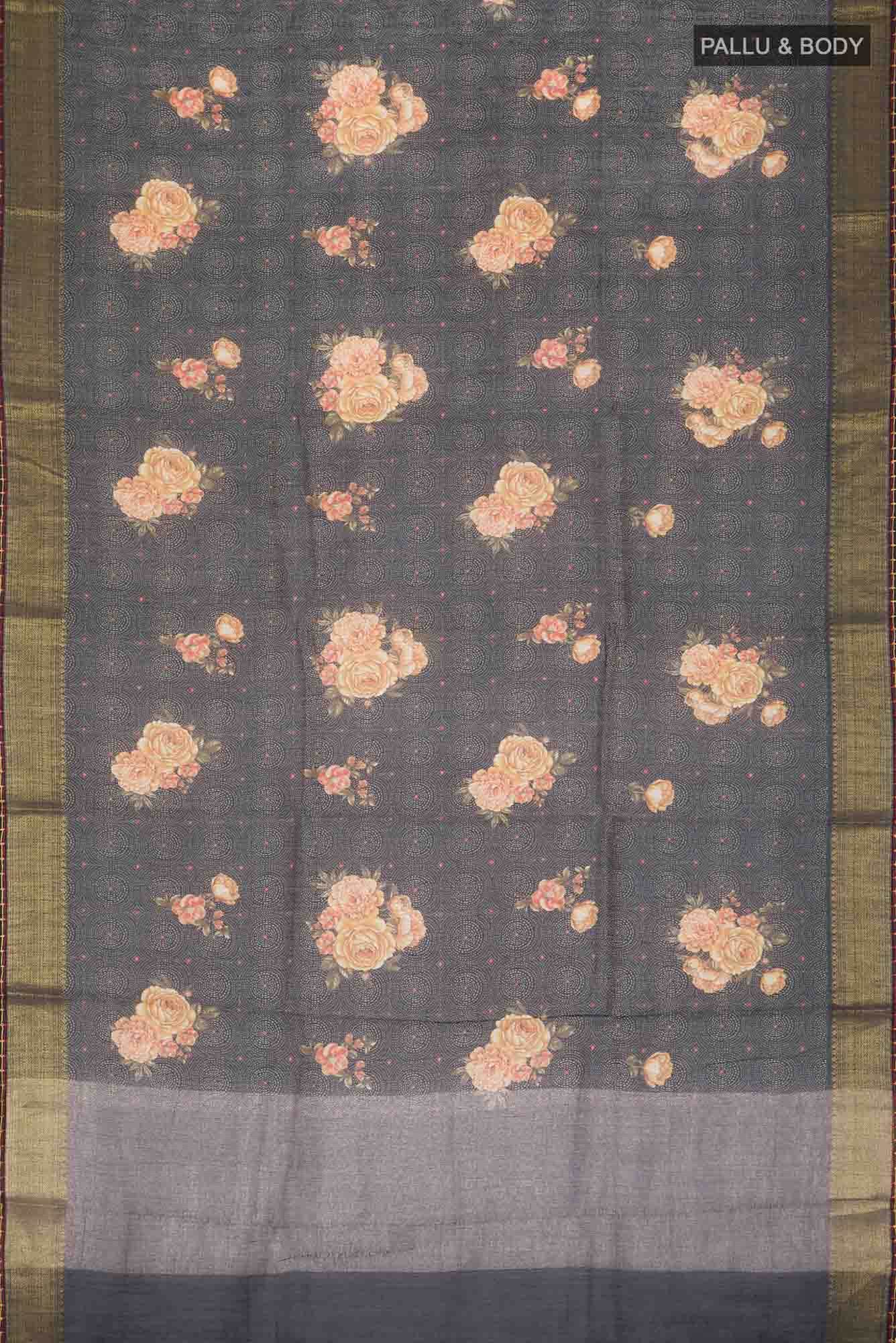 Black Bhagalpuri Tussar Silk Saree - Image 8